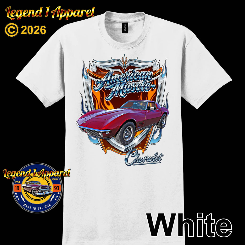 1969 Chevrolet Corvette C3 American Muscle T-Shirt – 69 Chevy Classic Car Graphic Tee