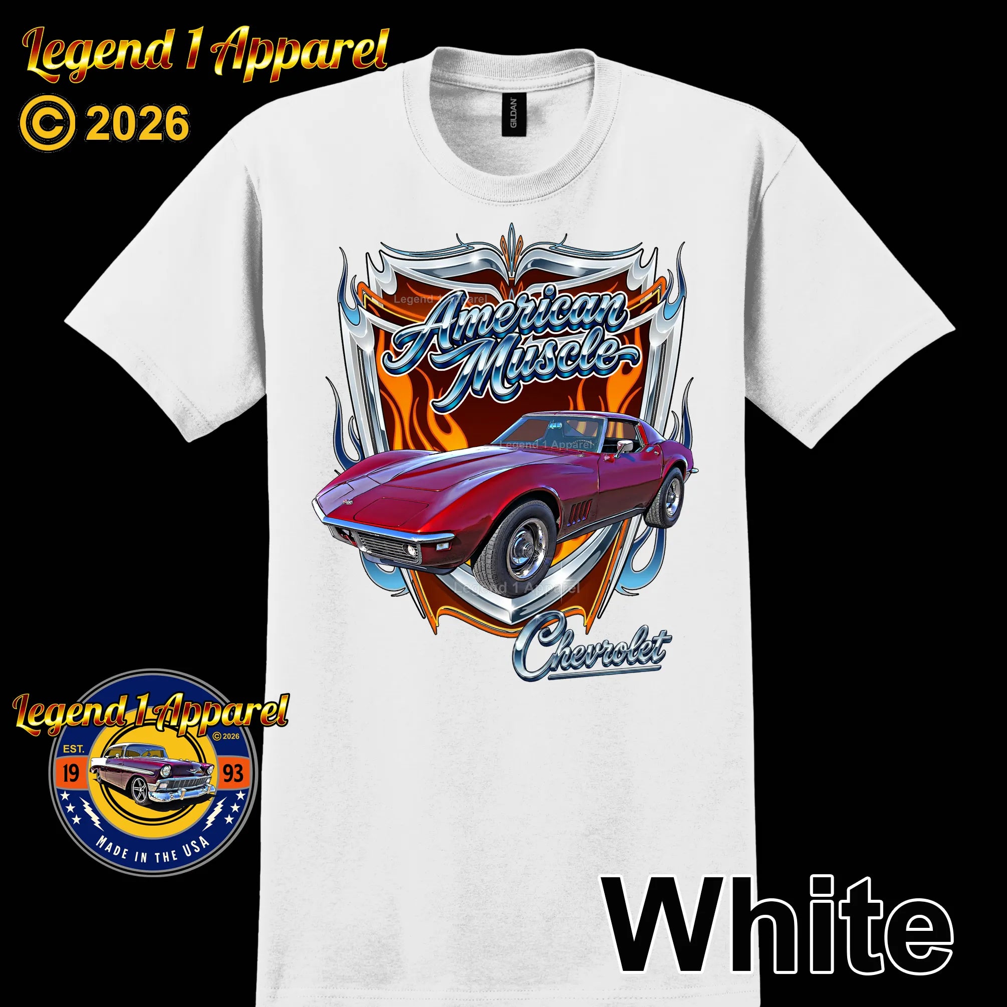 1969 Chevrolet Corvette C3 American Muscle T-Shirt – 69 Chevy Classic Car Graphic Tee