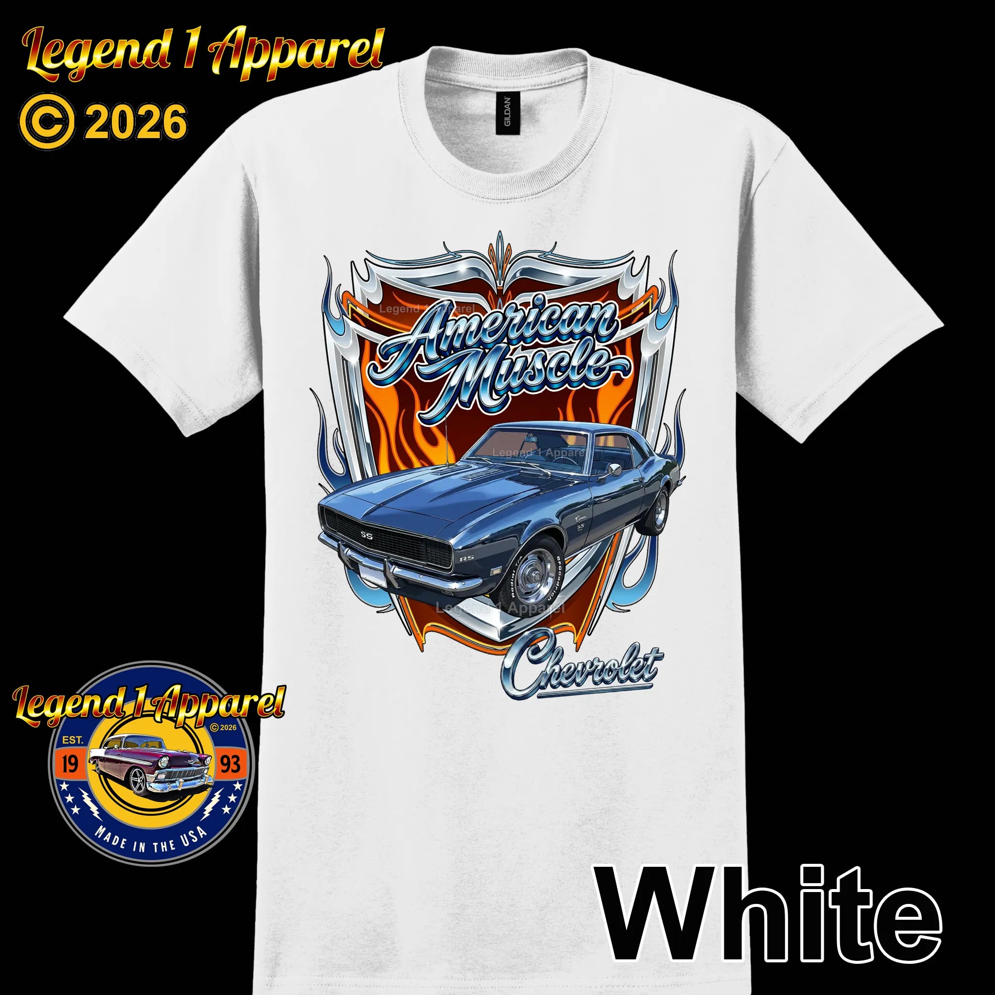 1968 Chevrolet Camaro American Muscle T-Shirt – 68 Chevy Classic Car Graphic Tee