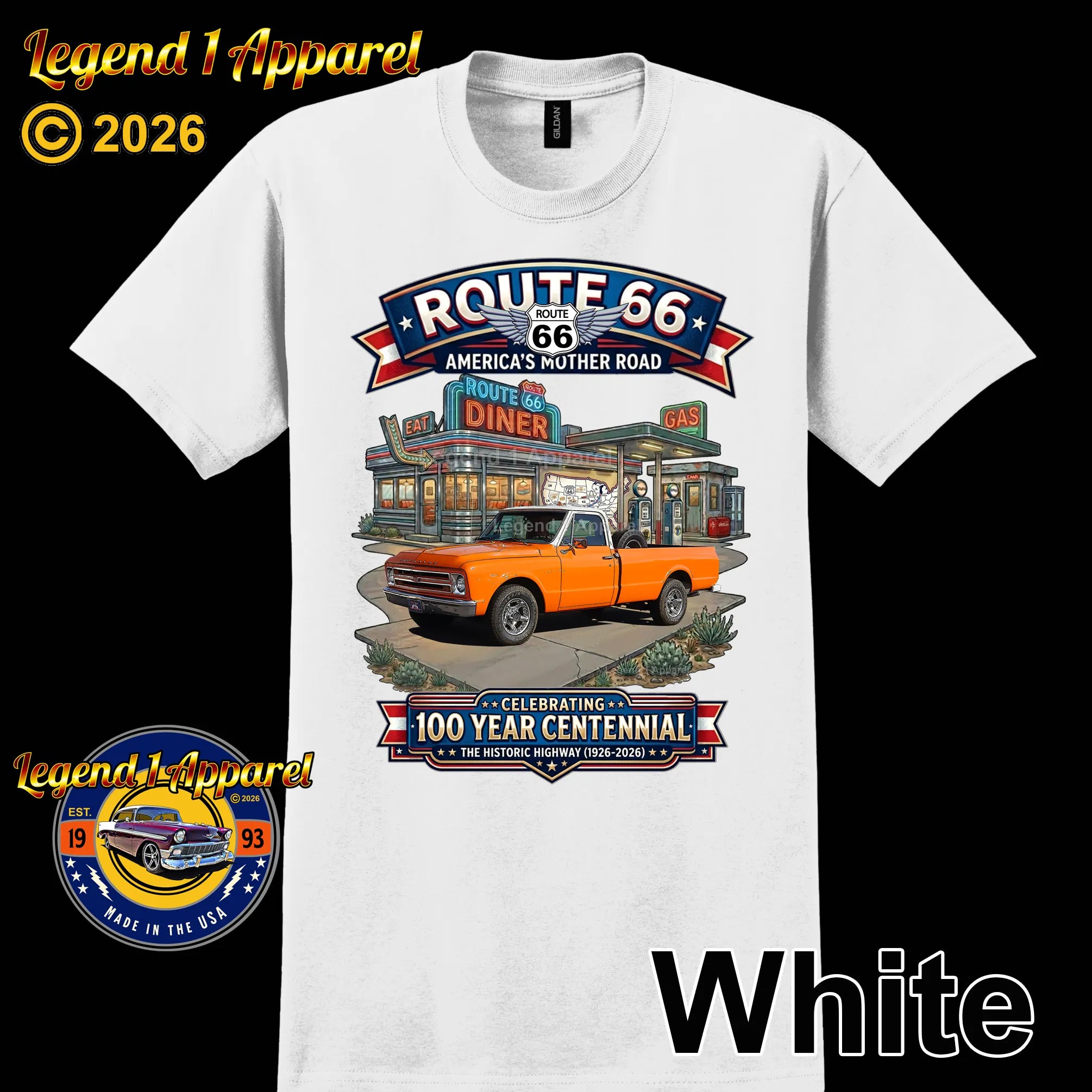 1967 Chevrolet Pick Up Classic Truck Graphic Tee – Route 66 Centennial T-Shirt