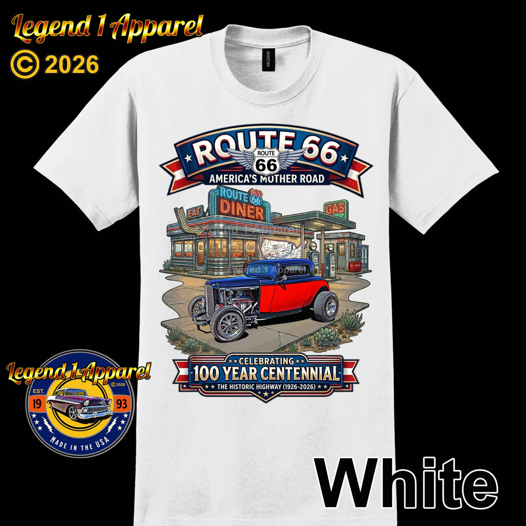 1932 Ford Deuce Coupe Classic Car Graphic Tee – Route 66 Centennial T-Shirt