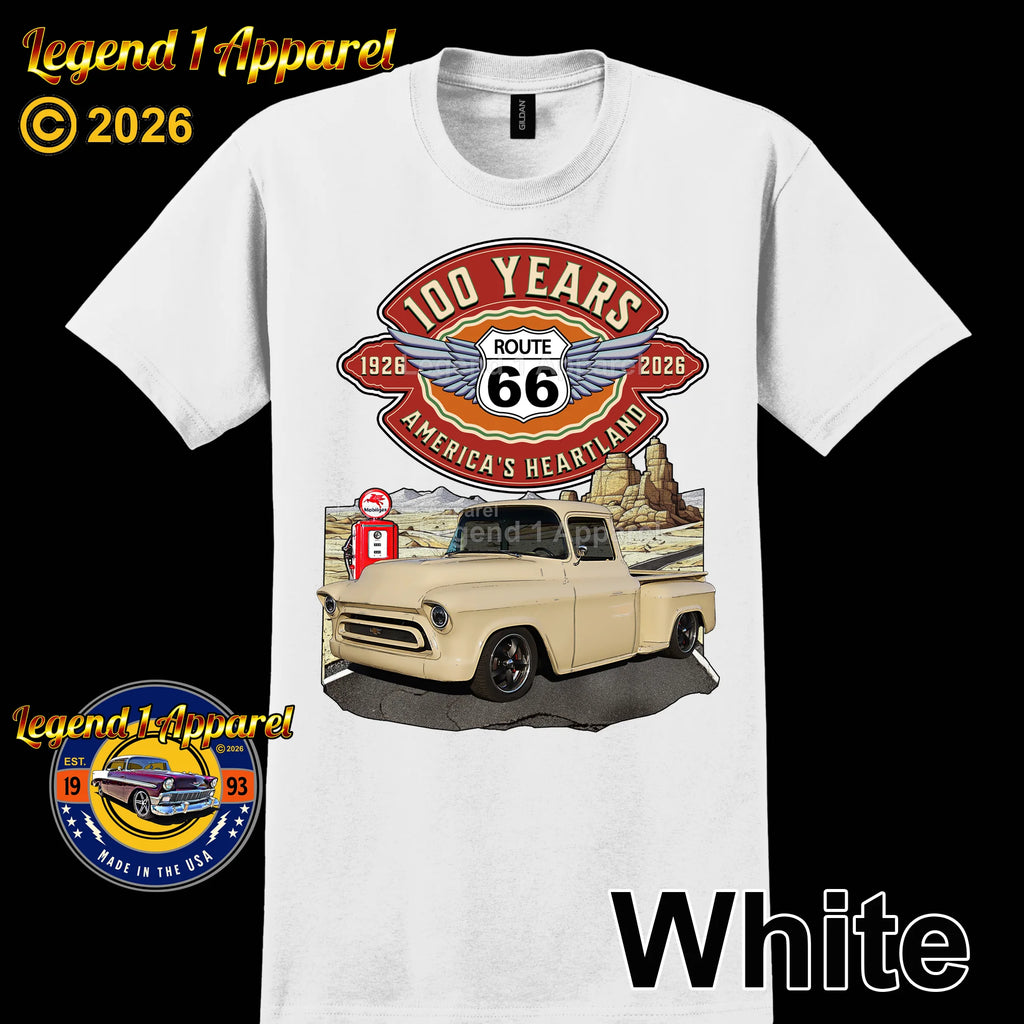 1957 Chevrolet Pick up Classic Truck Graphic Tee – Route 66 100 Years T-Shirt