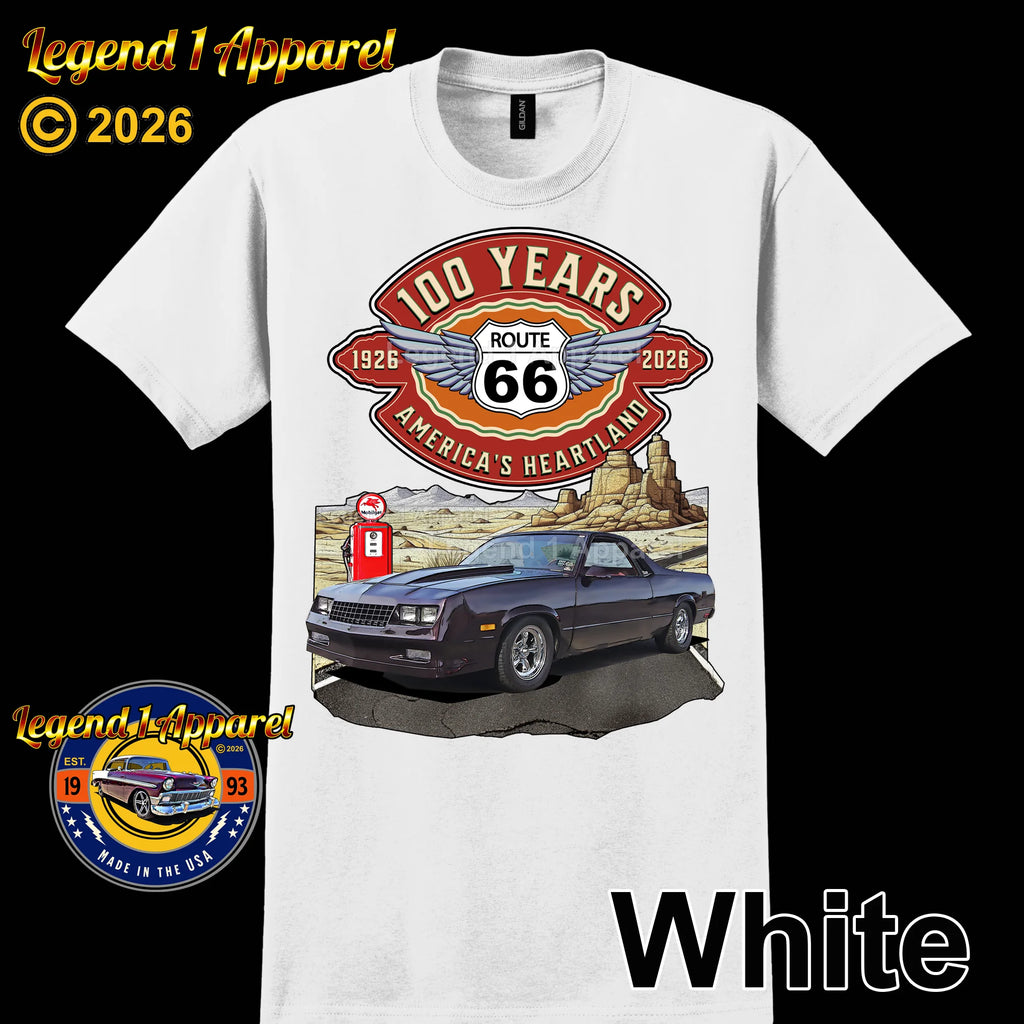 1983 Chevrolet El Camino Classic Truck Graphic Tee – Route 66 100 Years T-Shirt