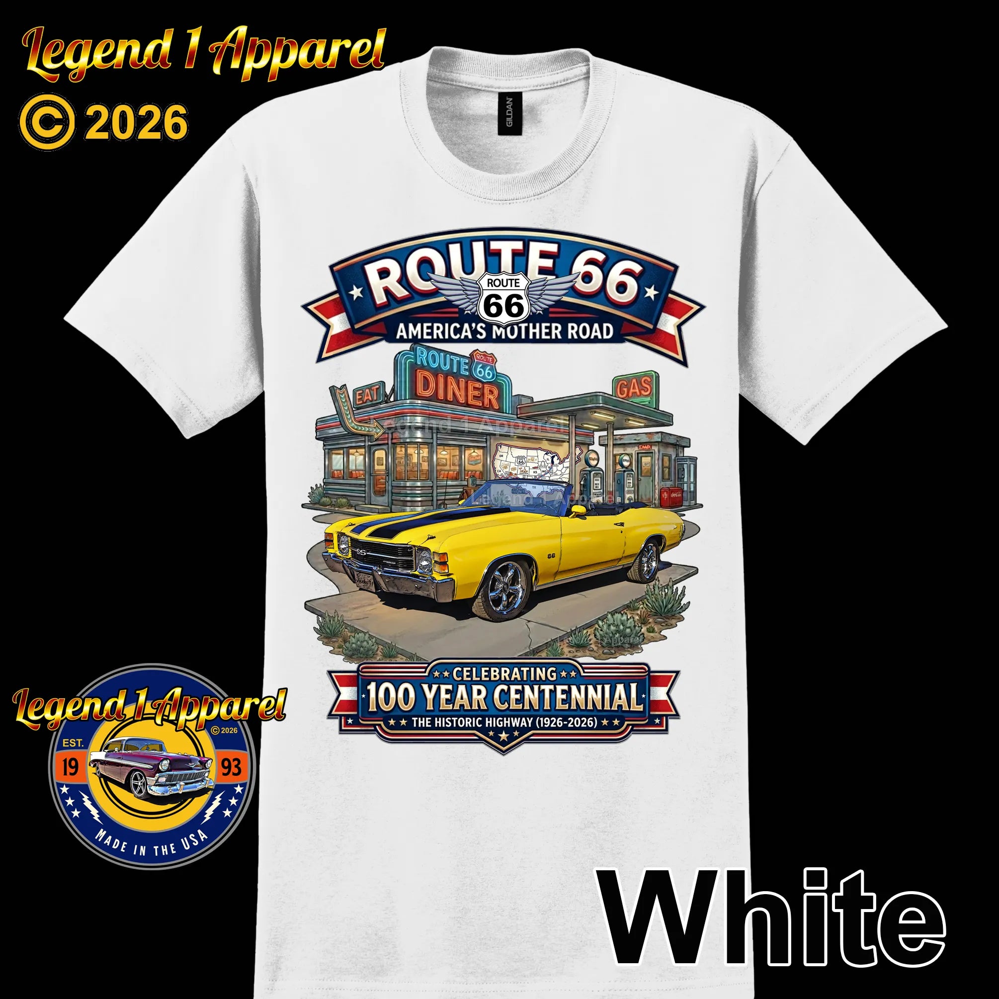 1971 Chevrolet Chevelle SS Classic Car Graphic Tee – Route 66 Centennial T-Shirt