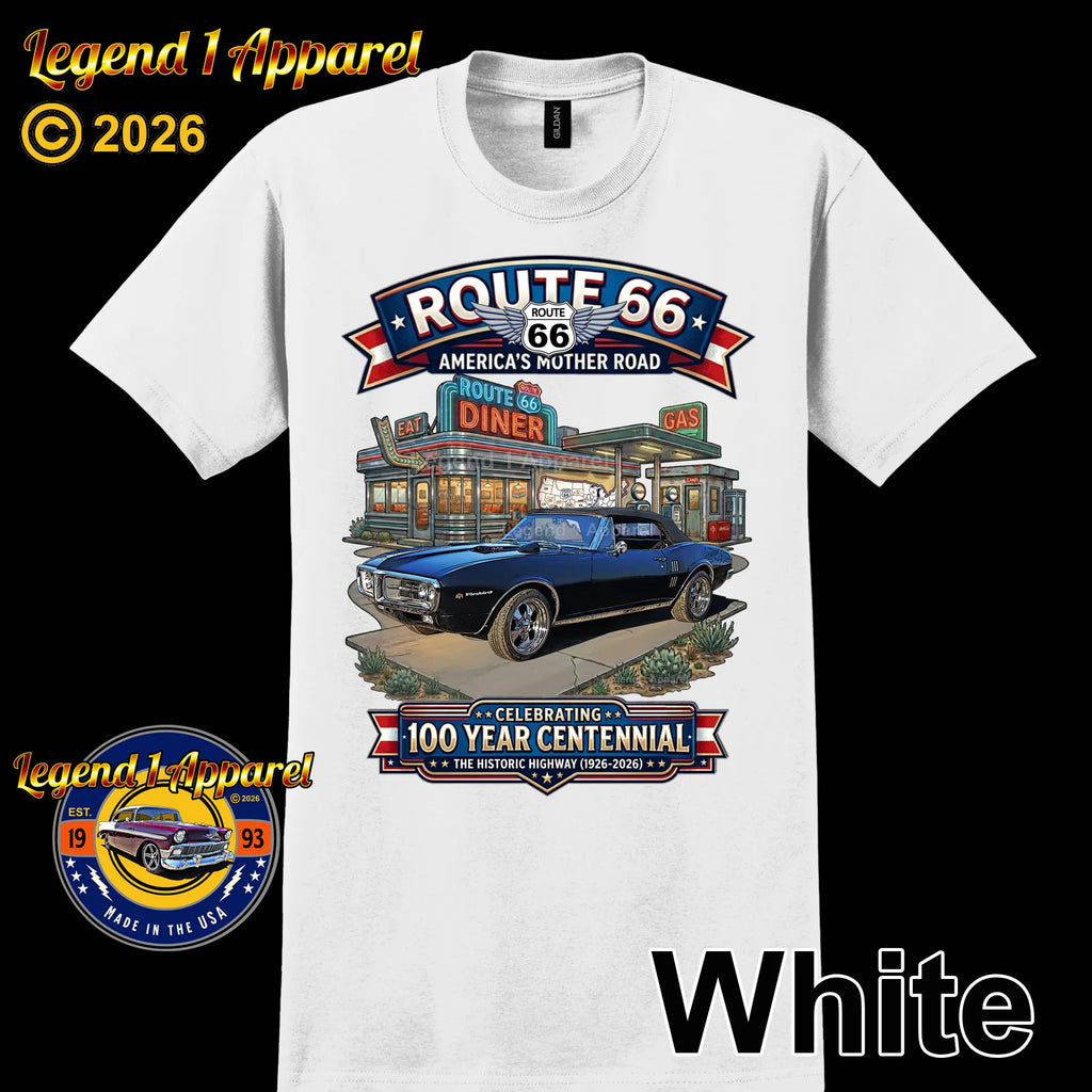 1967 Pontiac Firebird Classic Car Graphic Tee – Route 66 Centennial T-Shirt