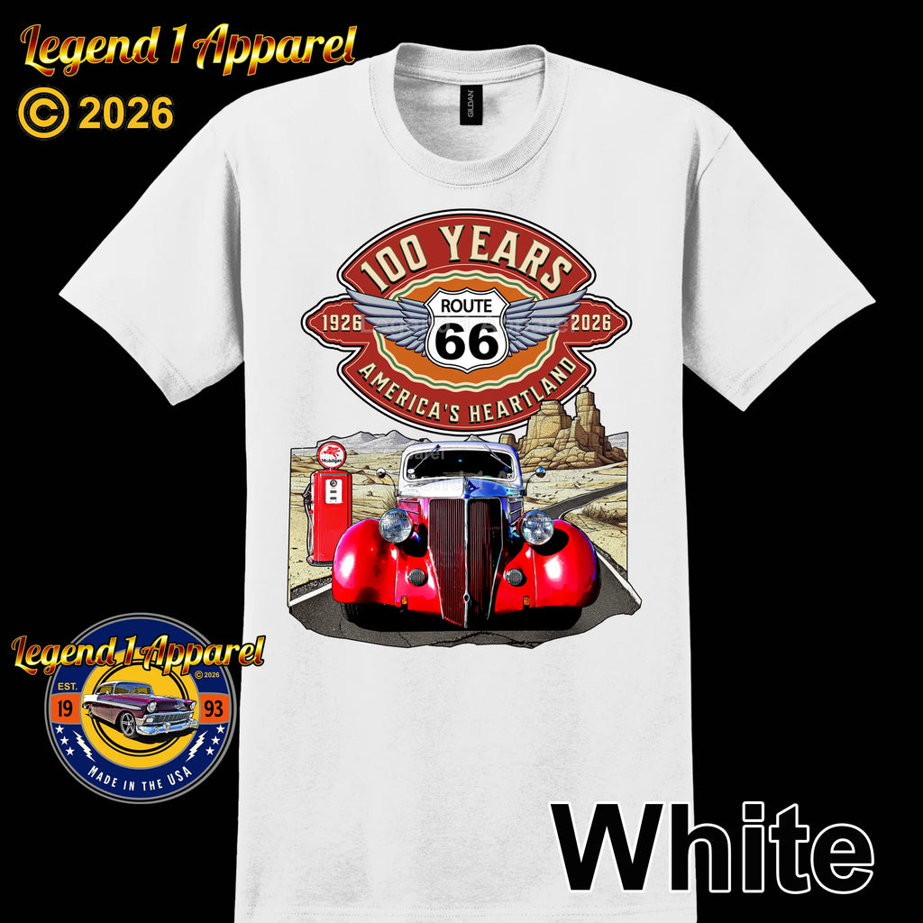 1936 Ford Coupe Classic Car Graphic Tee – Route 66 100 Years T-Shirt