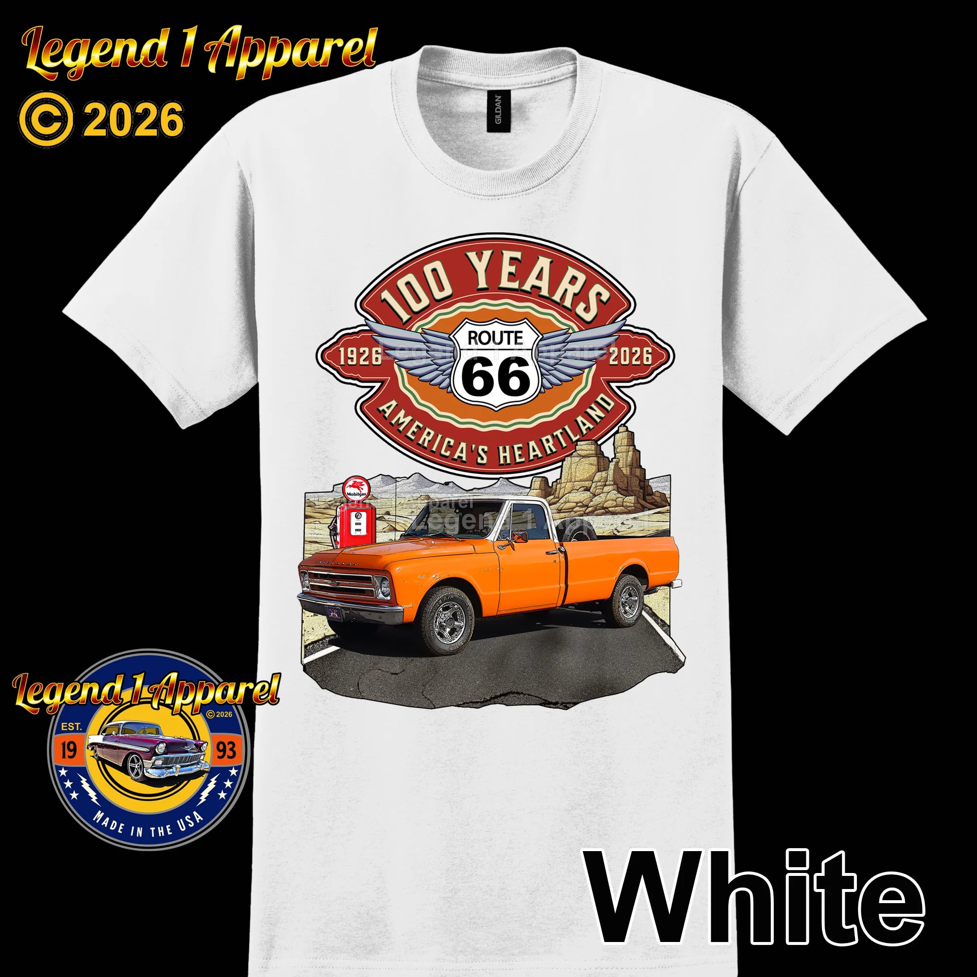 1967 Chevrolet Pick up Classic Truck Graphic Tee – Route 66 100 Years T-Shirt
