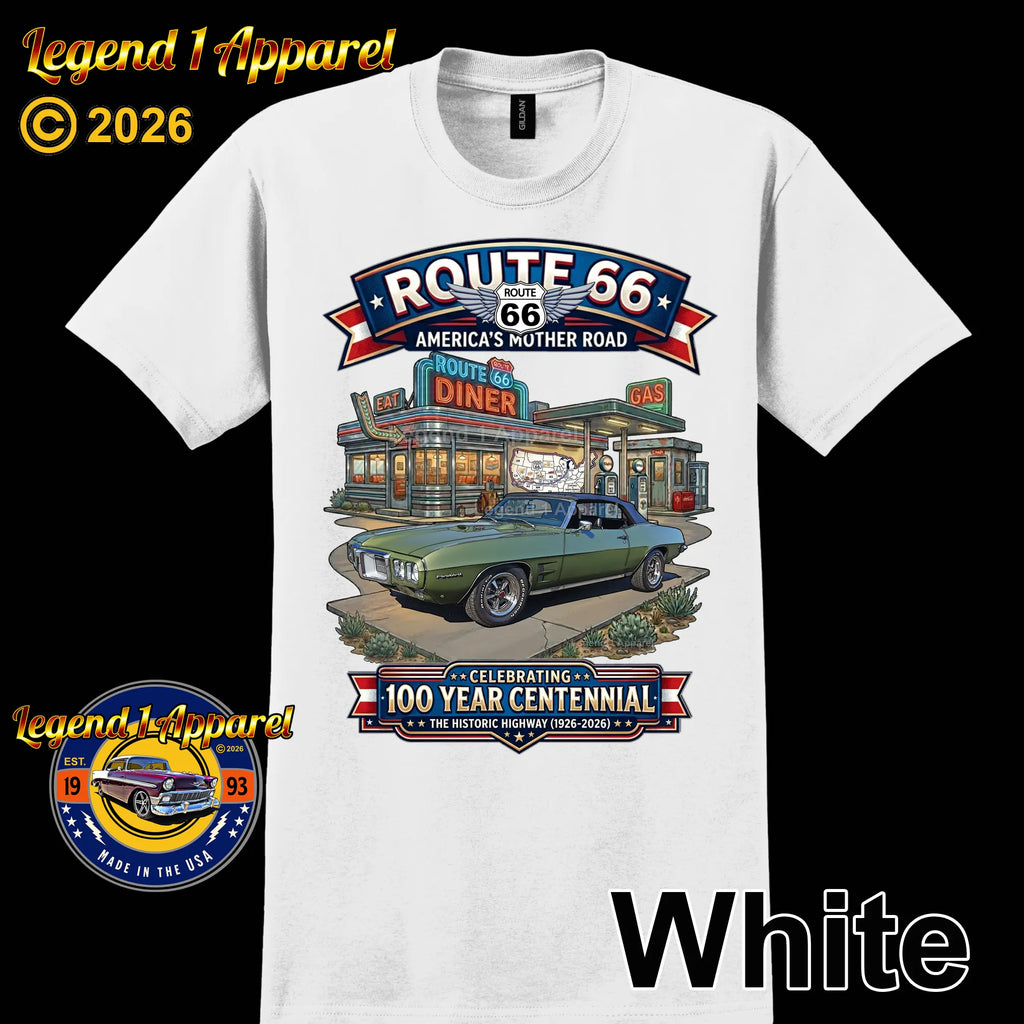 1969 Pontiac Firebird Classic Car Graphic Tee – Route 66 Centennial T-Shirt