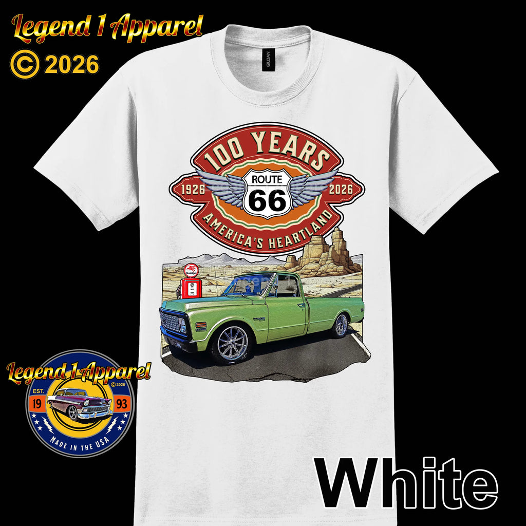1972 Chevrolet Pick up Classic Truck Graphic Tee – Route 66 100 Years T-Shirt