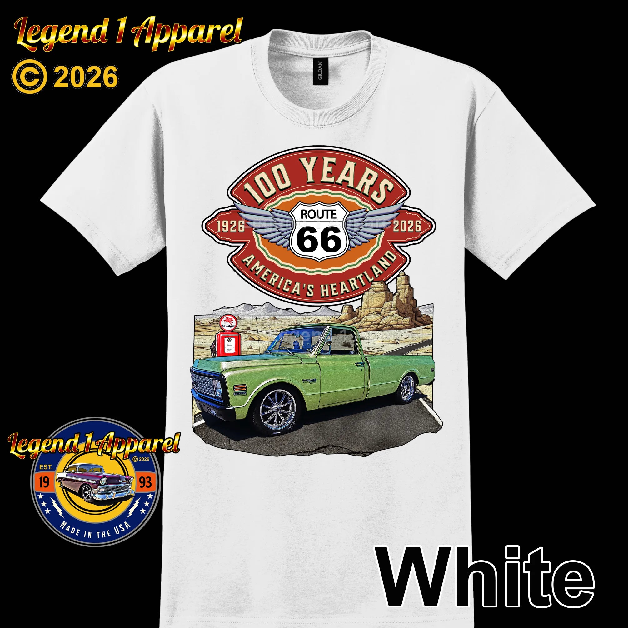 1972 Chevrolet Pick up Classic Truck Graphic Tee – Route 66 100 Years T-Shirt