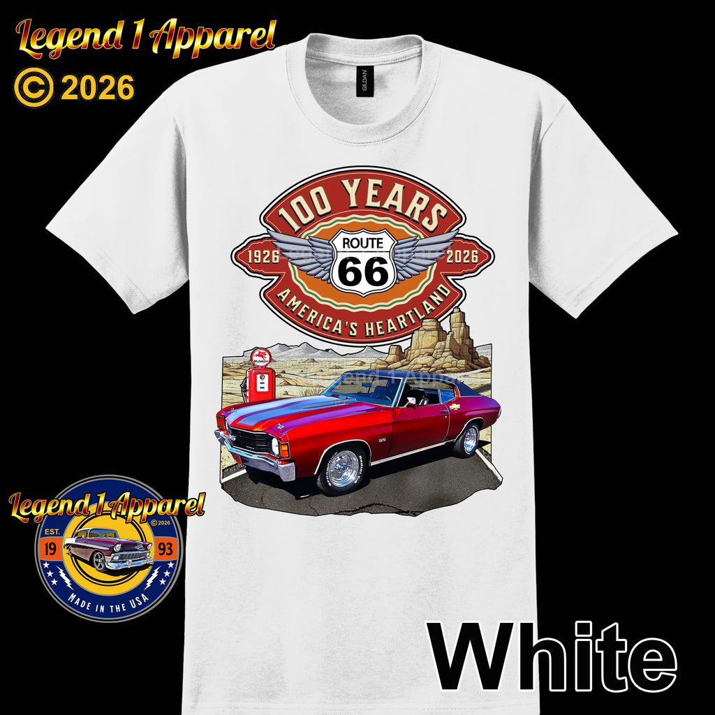 1972 Chevrolet Chevelle SS Classic Car Graphic Tee – Route 66 100 Years T-Shirt