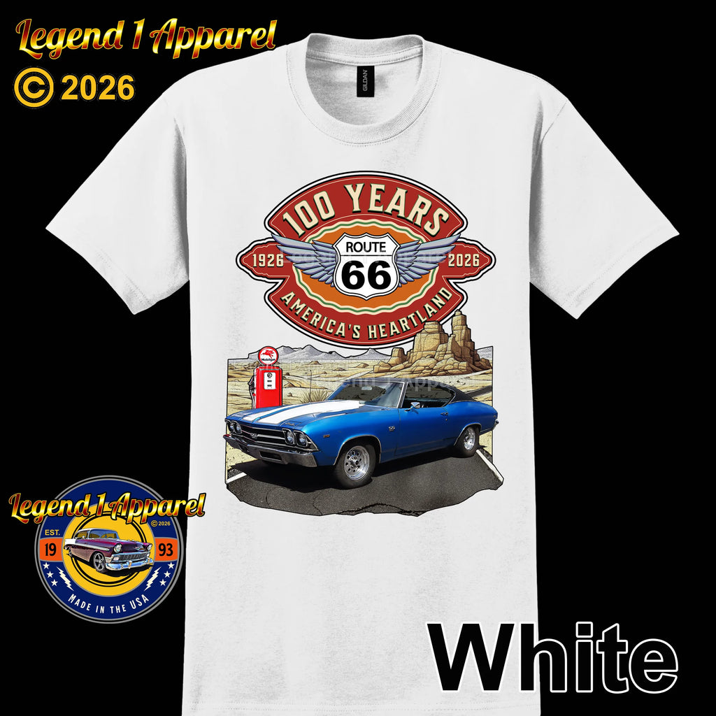 1969 Chevrolet Chevelle SS Classic Car Graphic Tee – Route 66 100 Years T-Shirt
