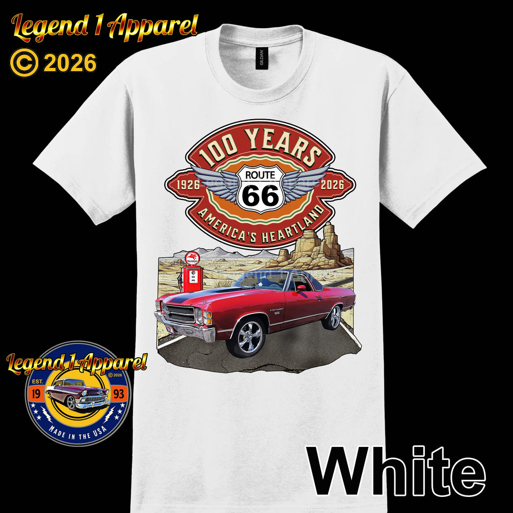 1971 Chevrolet El Camino Classic Truck Graphic Tee – Route 66 100 Years T-Shirt (Copy)