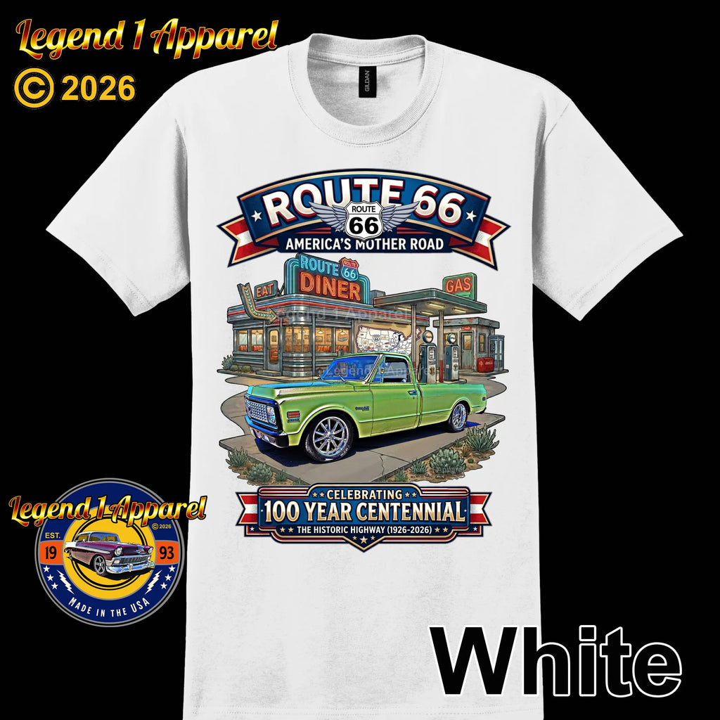 1972 Chevrolet Pick Up C10 Square Body Classic Truck Graphic Tee – Route 66 Centennial T-Shirt