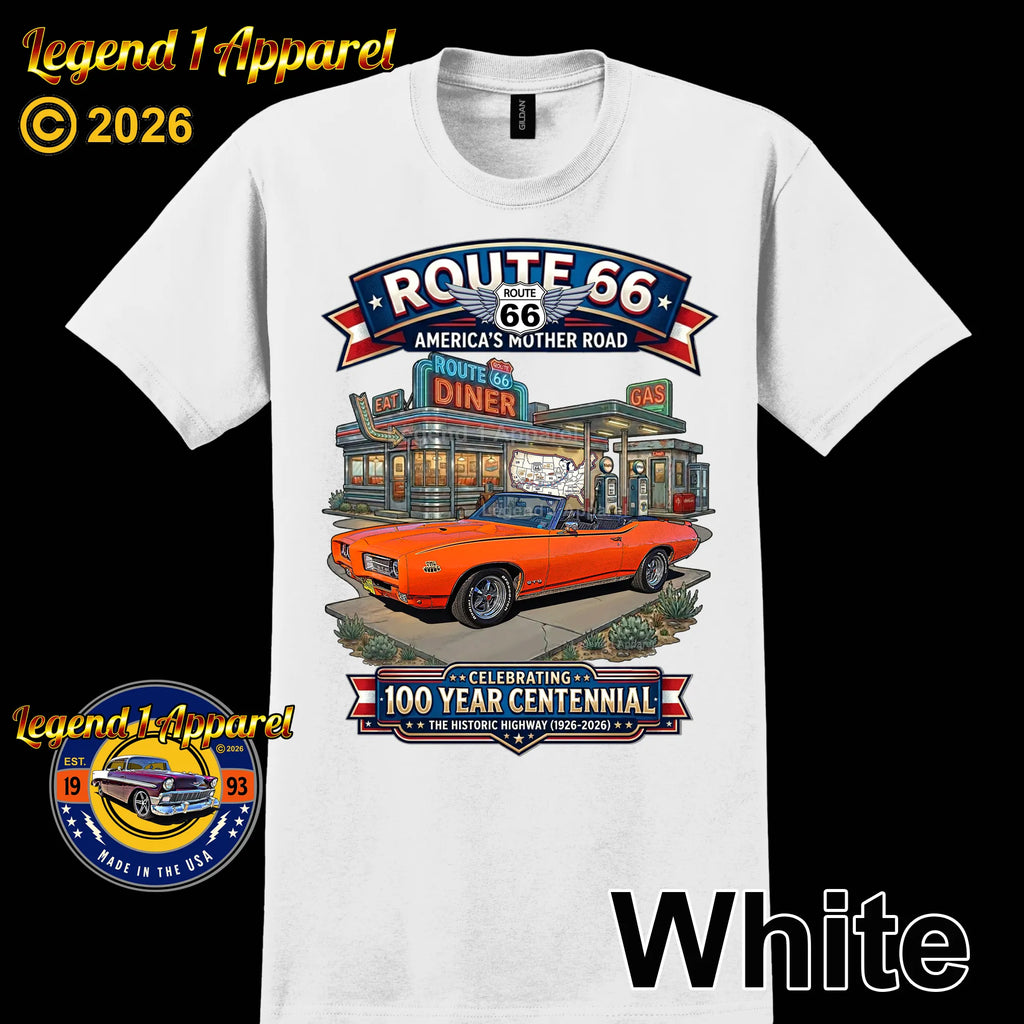 1969 Pontiac GTO Classic Car Graphic Tee – Route 66 Centennial T-Shirt
