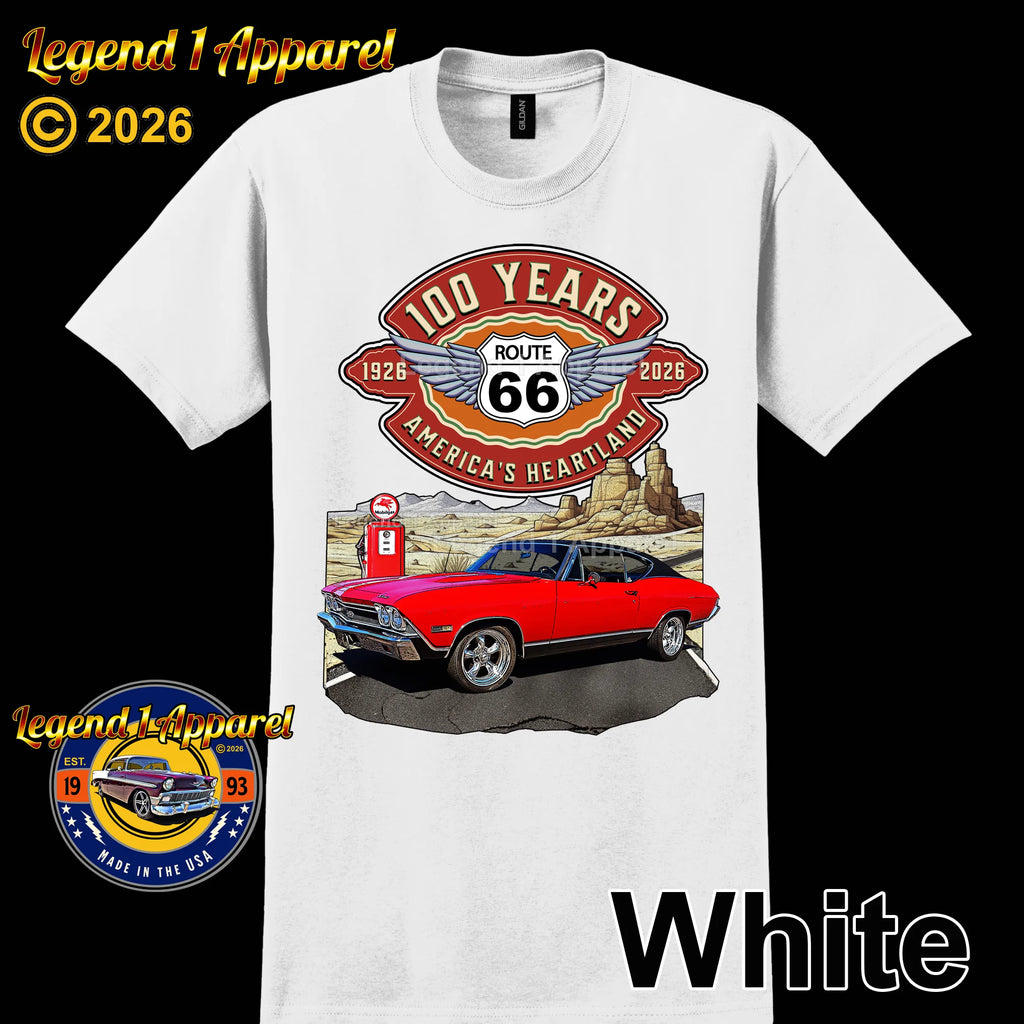 1968 Chevrolet Chevelle SS Classic Car Graphic Tee – Route 66 100 Years T-Shirt