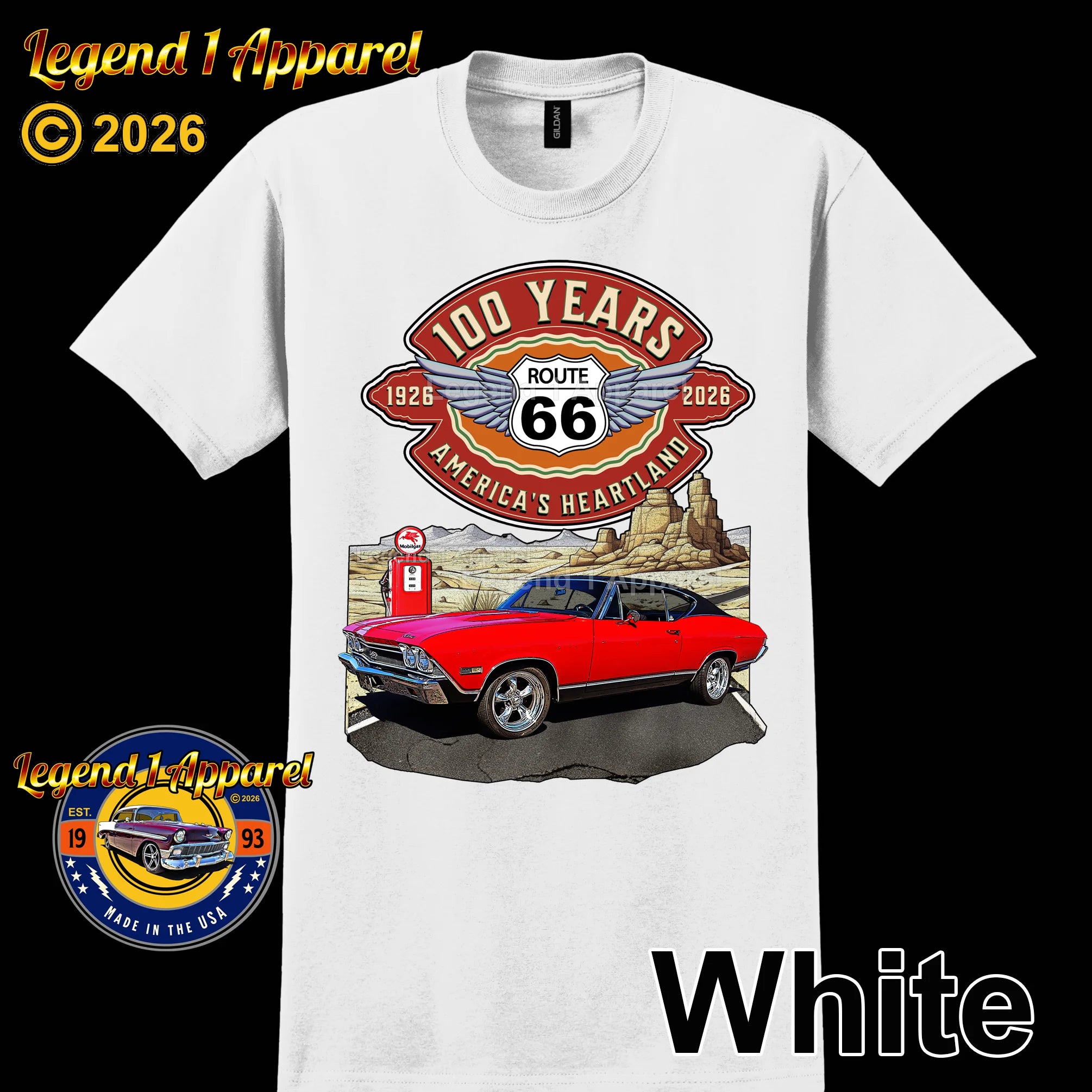 1968 Chevrolet Chevelle SS Classic Car Graphic Tee – Route 66 100 Years T-Shirt
