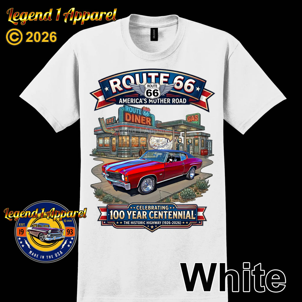 1972 Chevrolet Chevelle SS Classic Car Graphic Tee – Route 66 Centennial T-Shirt