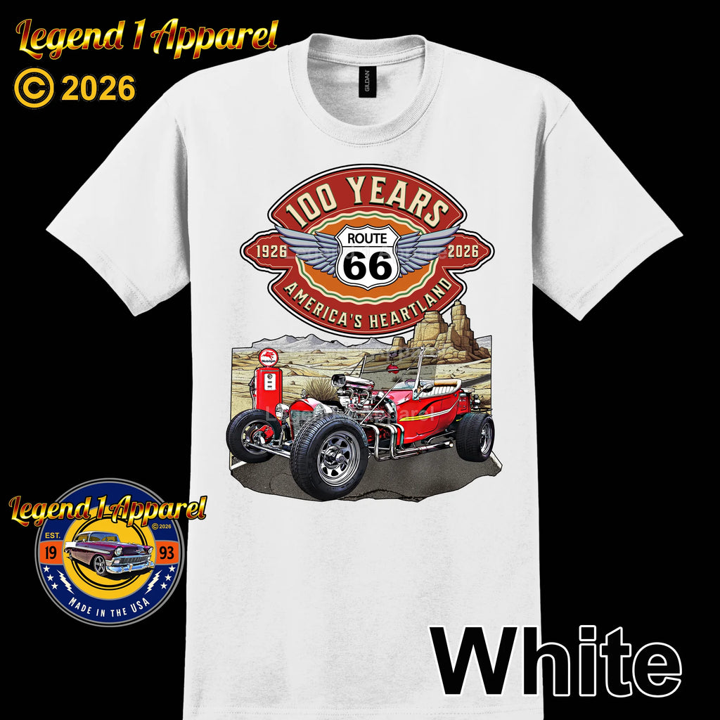 1923 Ford T-Bucket Classic Car Graphic Tee – Route 66 100 Years T-Shirt
