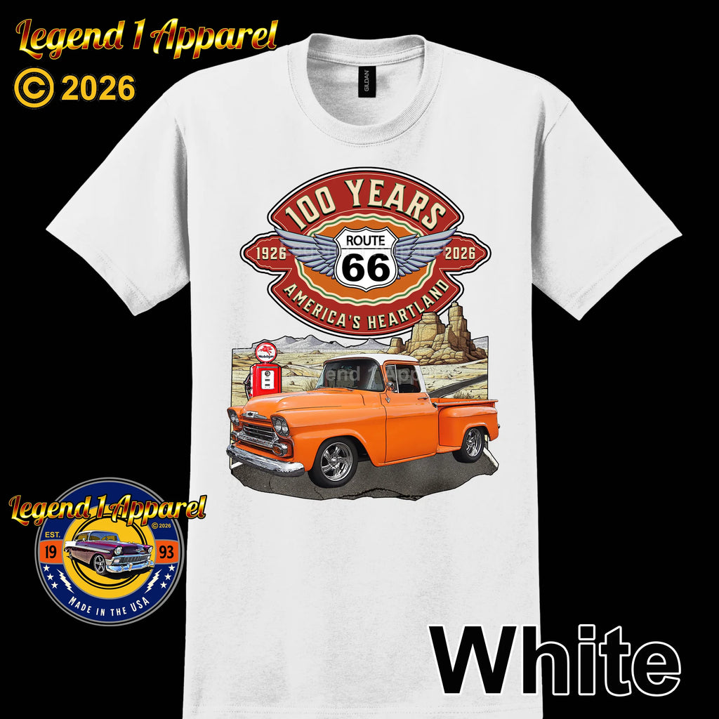 1958 Chevrolet Pick up Classic Truck Graphic Tee – Route 66 100 Years T-Shirt
