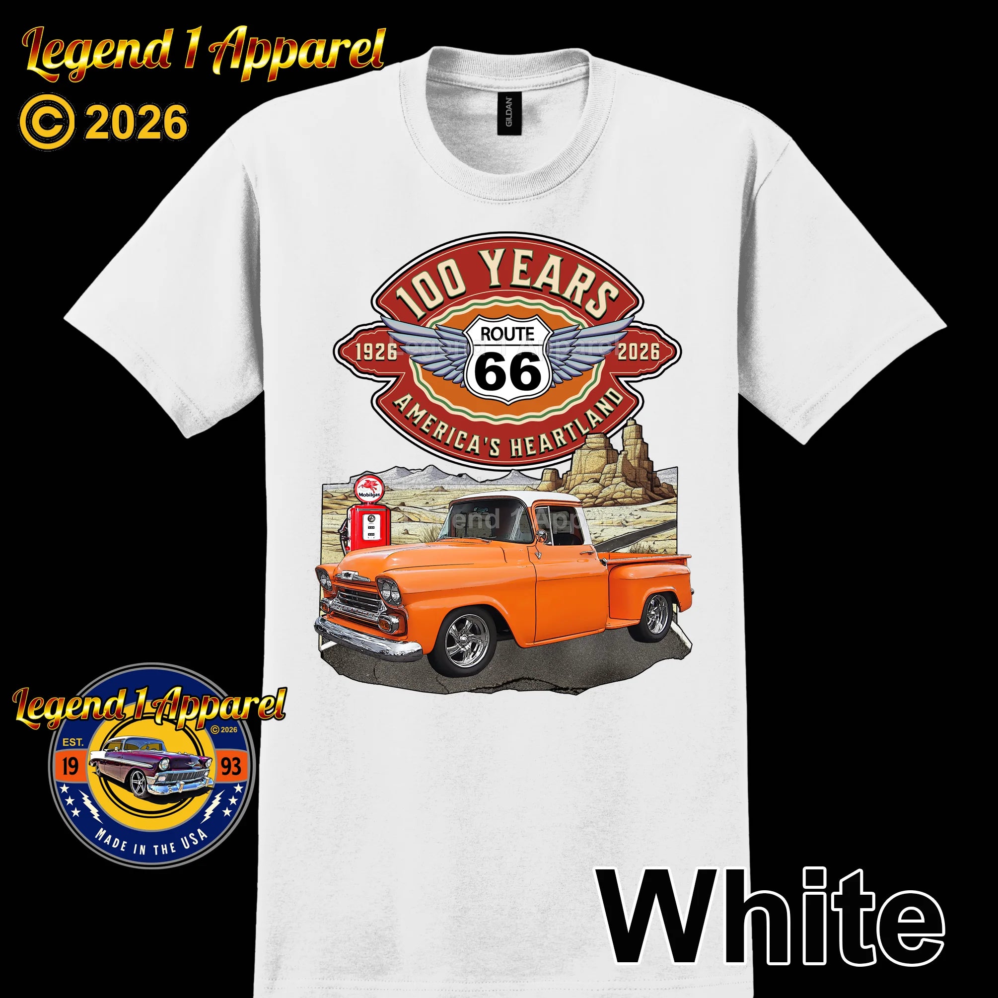 1958 Chevrolet Pick up Classic Truck Graphic Tee – Route 66 100 Years T-Shirt