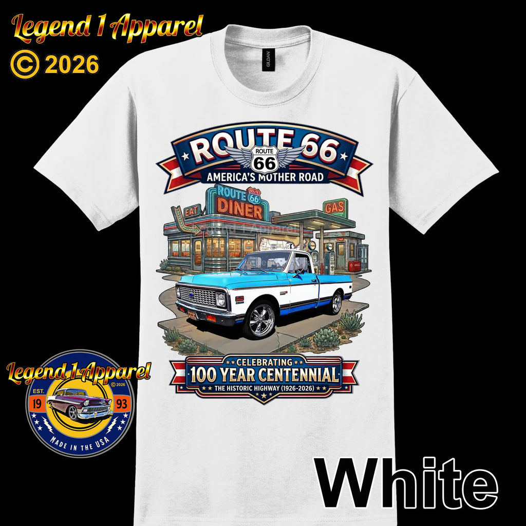 1972 Chevrolet Pick Up C10 Square Body Classic Truck Graphic Tee – Route 66 Centennial T-Shirt