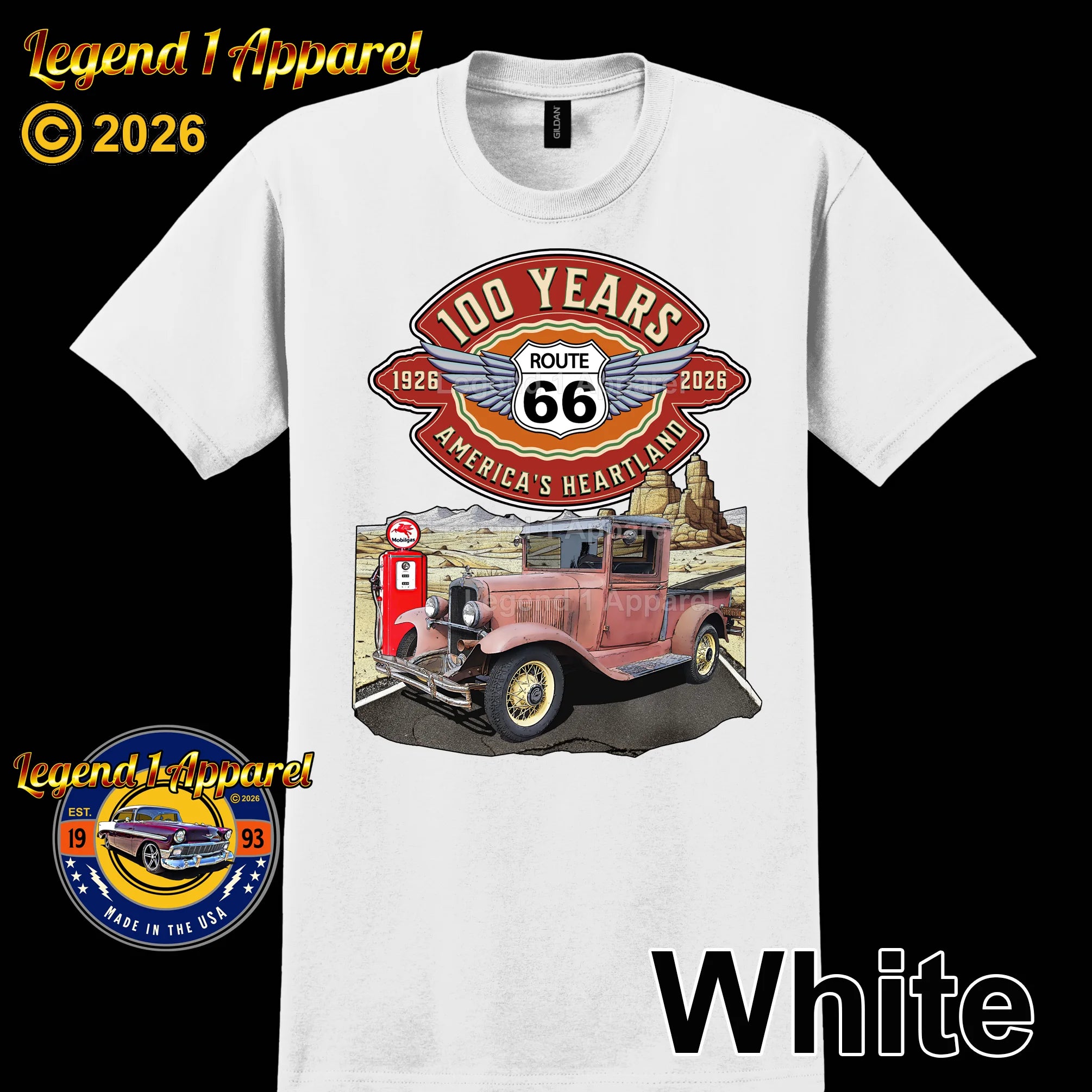 1932 Chevrolet Pick up Truck Classic Truck Graphic Tee – Route 66 100 Years T-Shirt