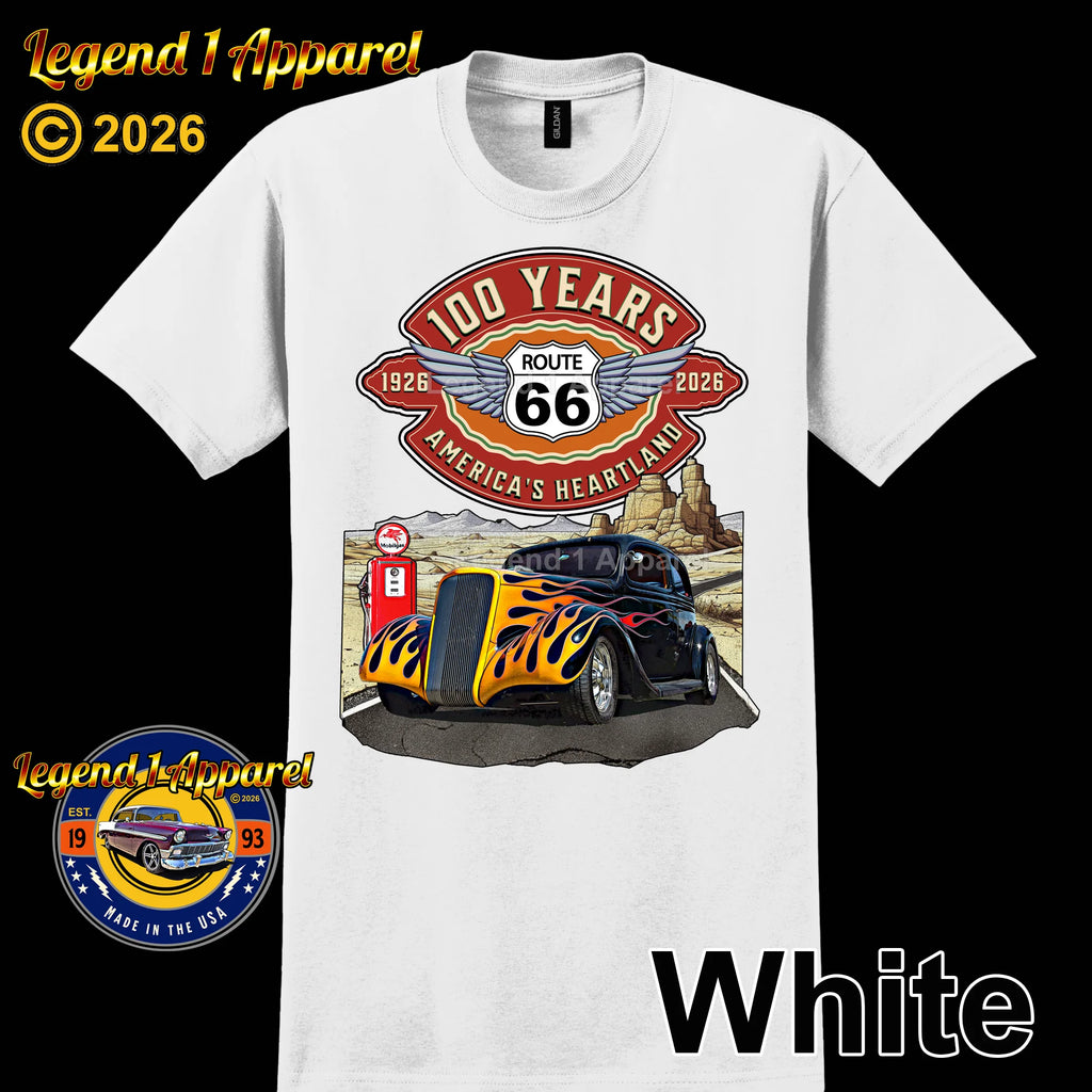 1937 Chevrolet Coupe Classic Car Graphic Tee – Route 66 100 Years T-Shirt
