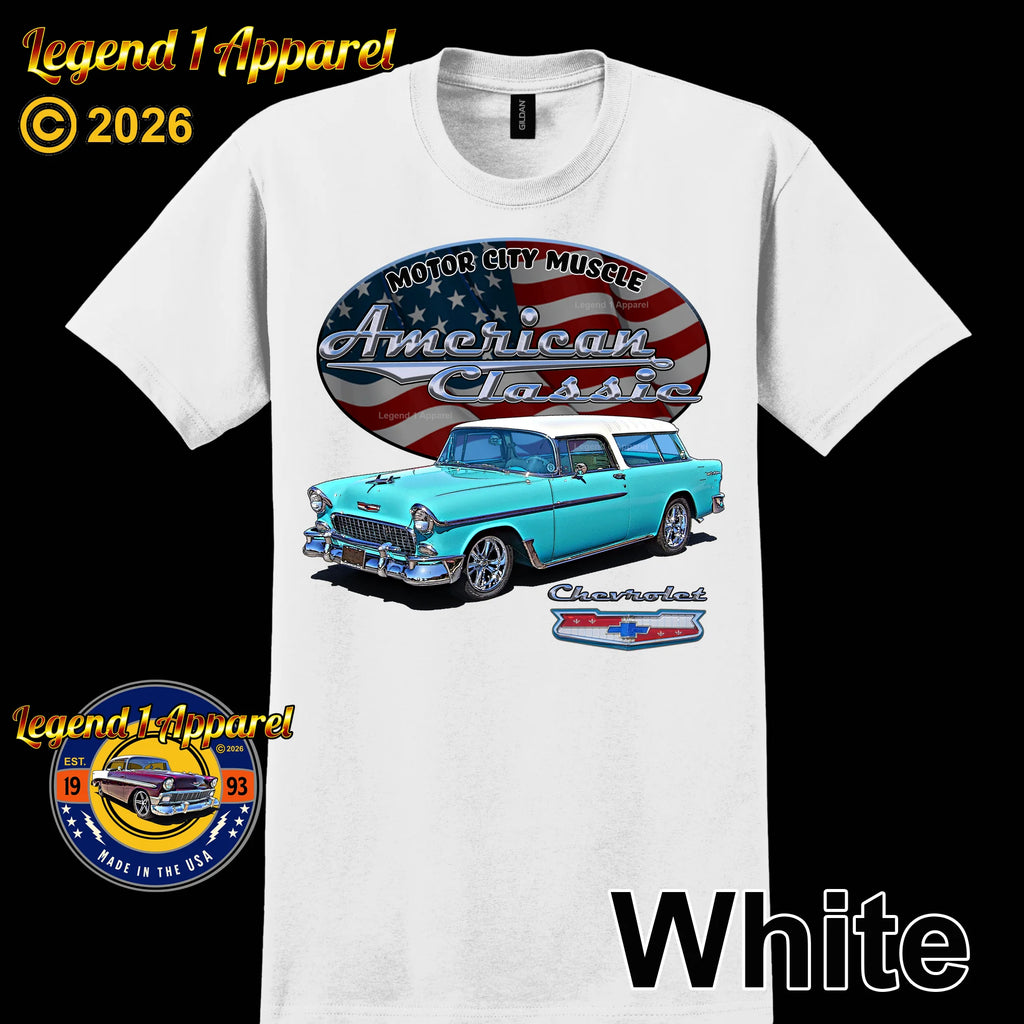 1955 Chevrolet Bel Air Nomad - American Classic Muscle Car T-shirt