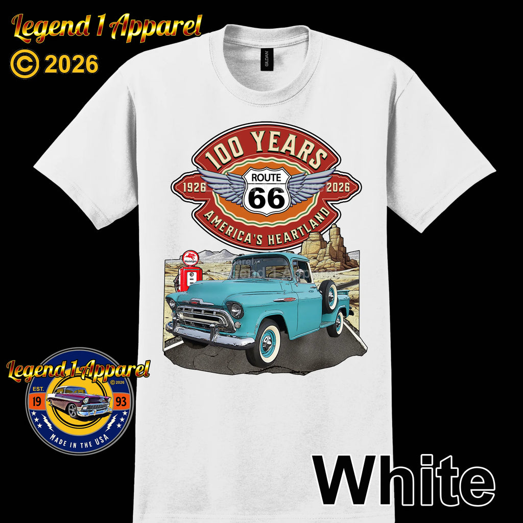 1957 Chevrolet Pick up Classic Truck Graphic Tee – Route 66 100 Years T-Shirt