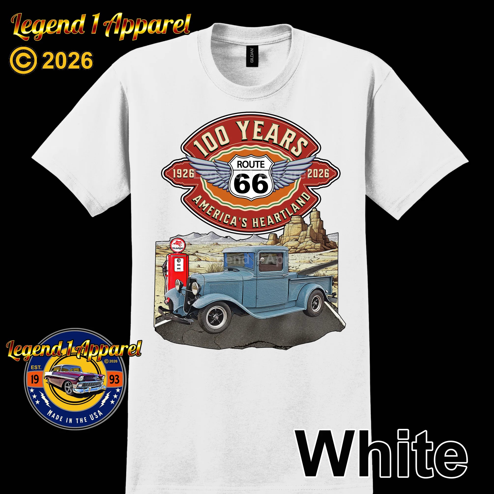 1933 Ford Pick Up Classic Truck Graphic Tee – Route 66 100 Years T-Shirt