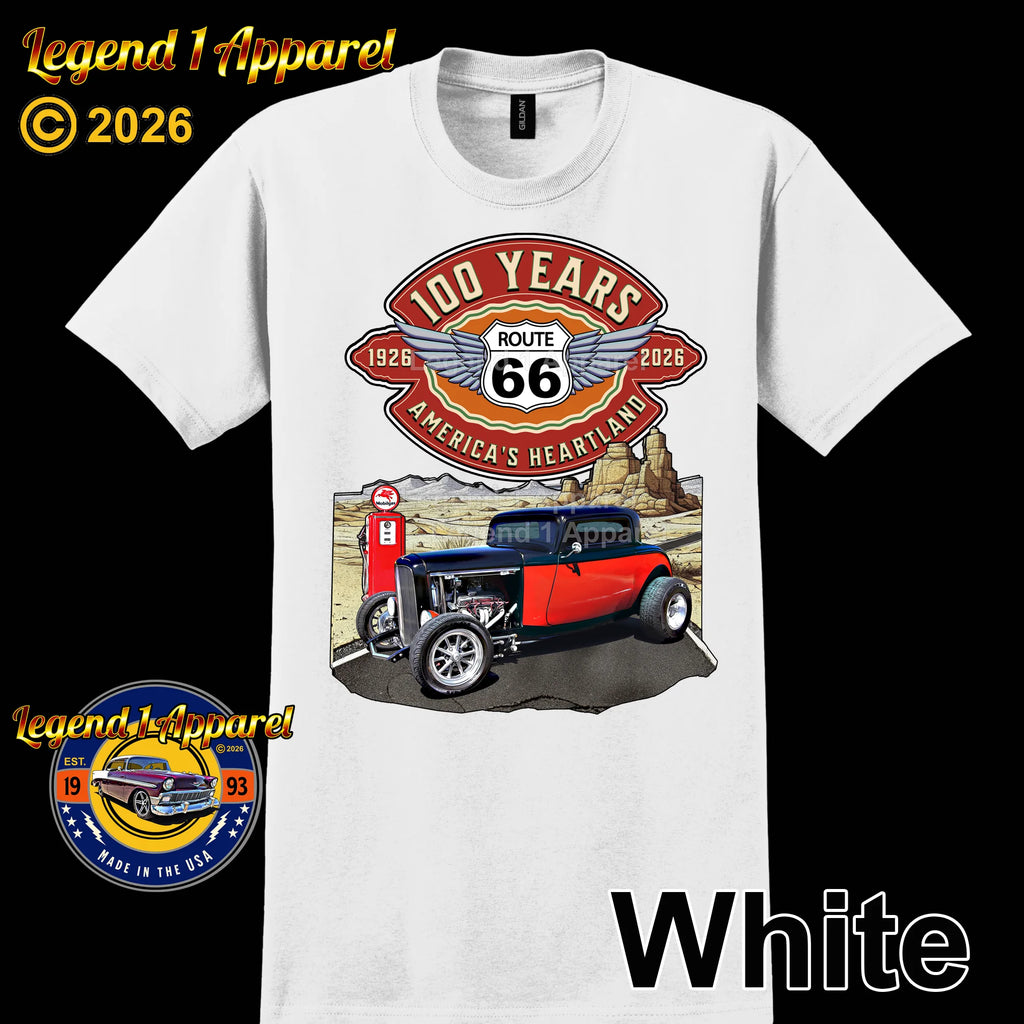 1932 Ford Coupe Classic Car Graphic Tee – Route 66 100 Years T-Shirt