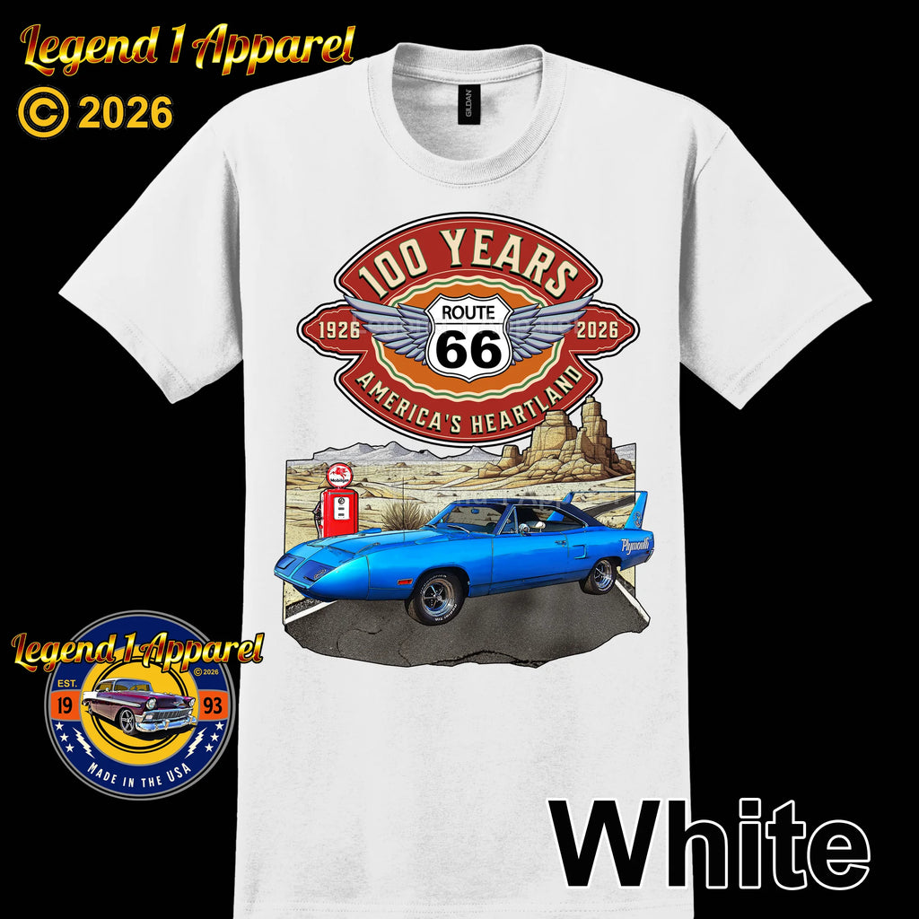 1970 Plymouth RoadRunner Superbird Classic Car Graphic Tee – Route 66 100 Years T-Shirt (Copy)