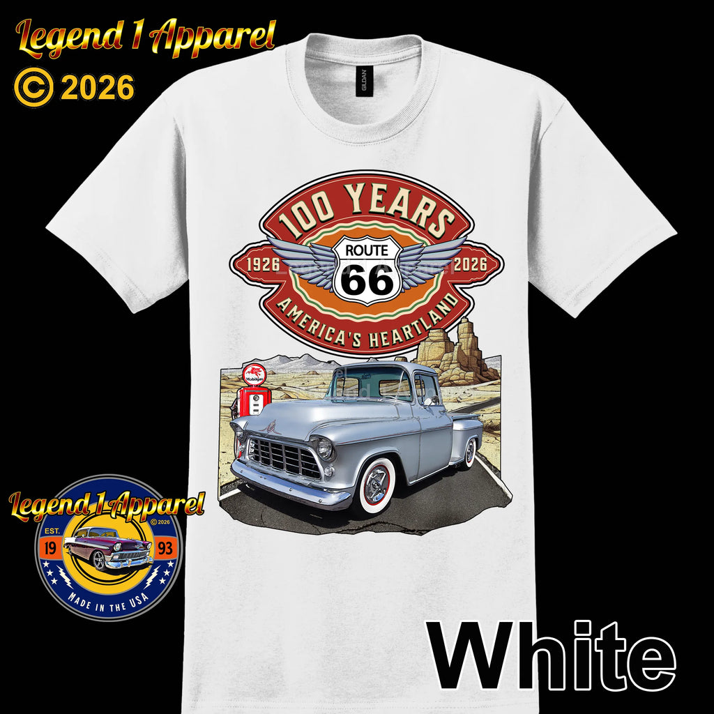 1955 Chevrolet Pick up Classic Truck Graphic Tee – Route 66 100 Years T-Shirt