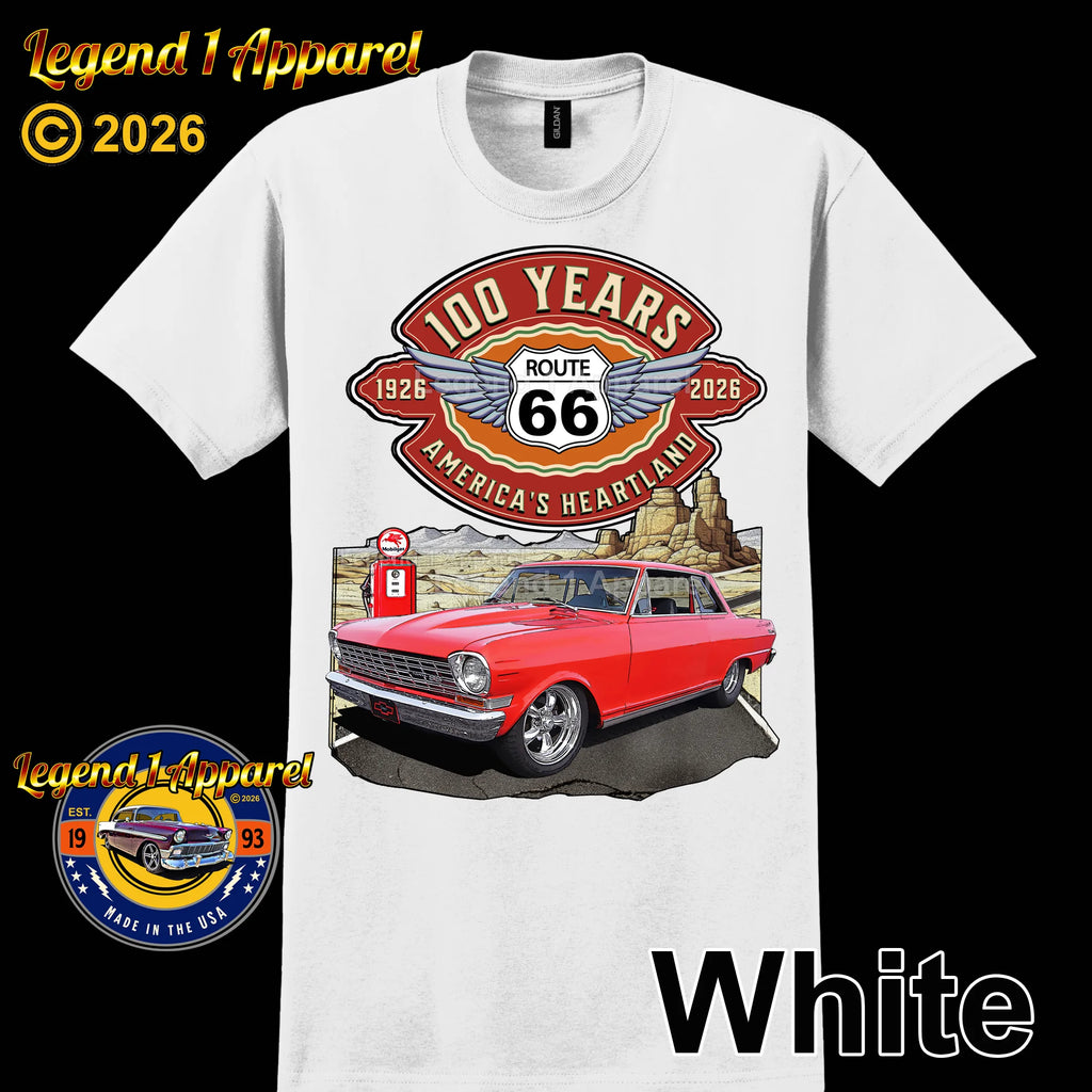 1964 Chevrolet Nova SS Classic Car Graphic Tee – Route 66 100 Years T-Shirt