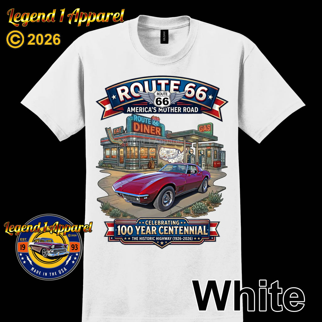 1969 Chevrolet Corvette C3 Classic Car Graphic Tee – Route 66 Centennial T-Shirt