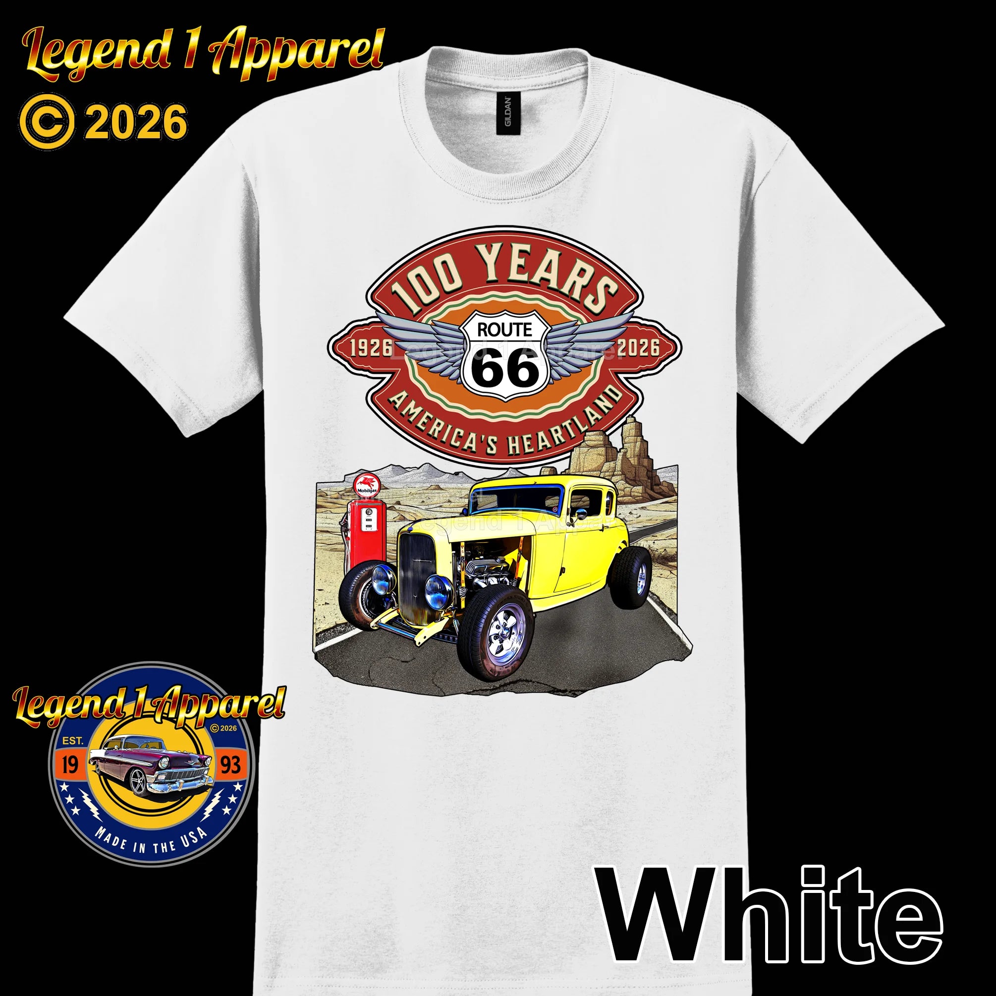 1932 Ford Coupe Classic Car Graphic Tee – Route 66 100 Years T-Shirt