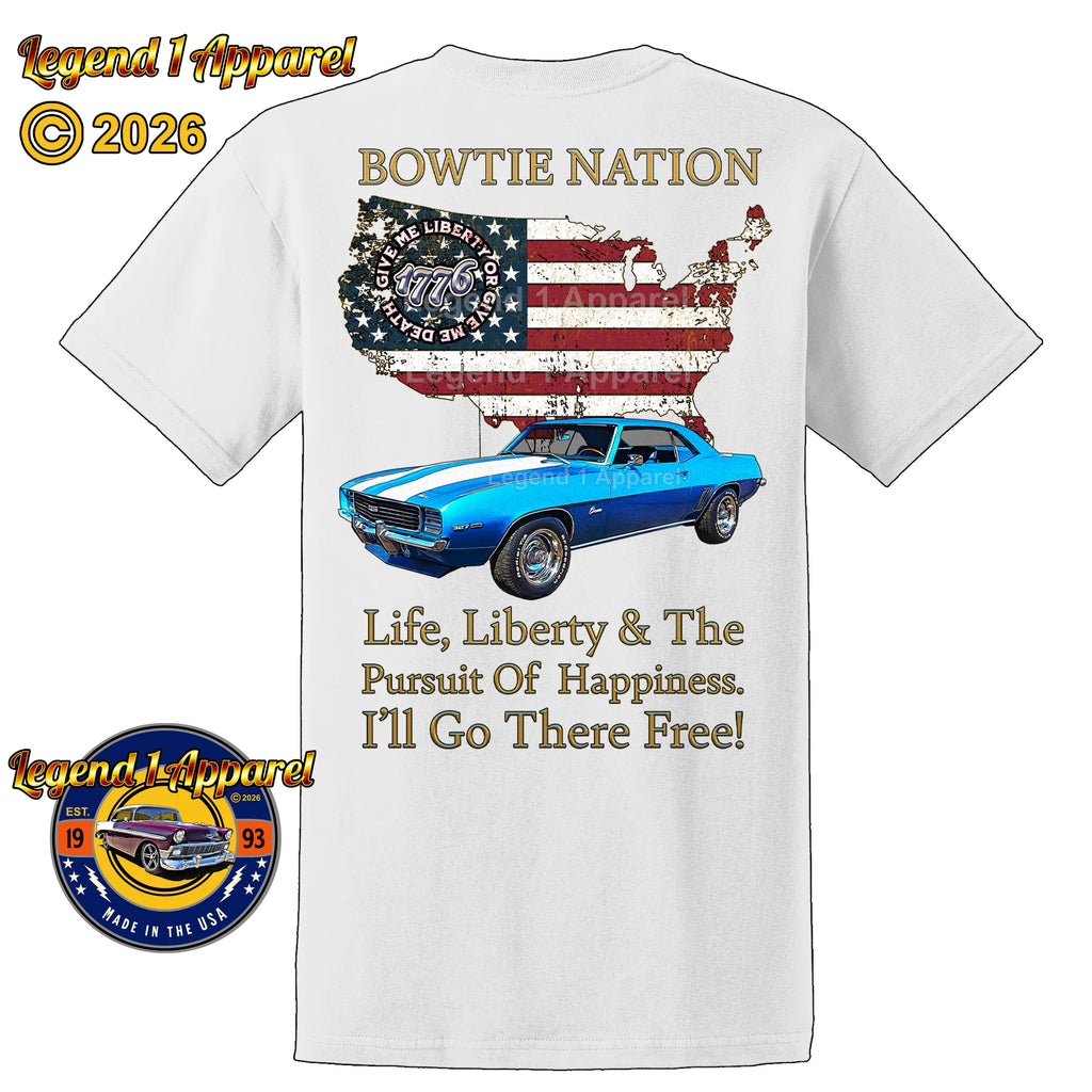 1969 Chevrolet Camaro Bowtie Nation T-Shirt – 69 Chevy Classic Car Graphic Tee