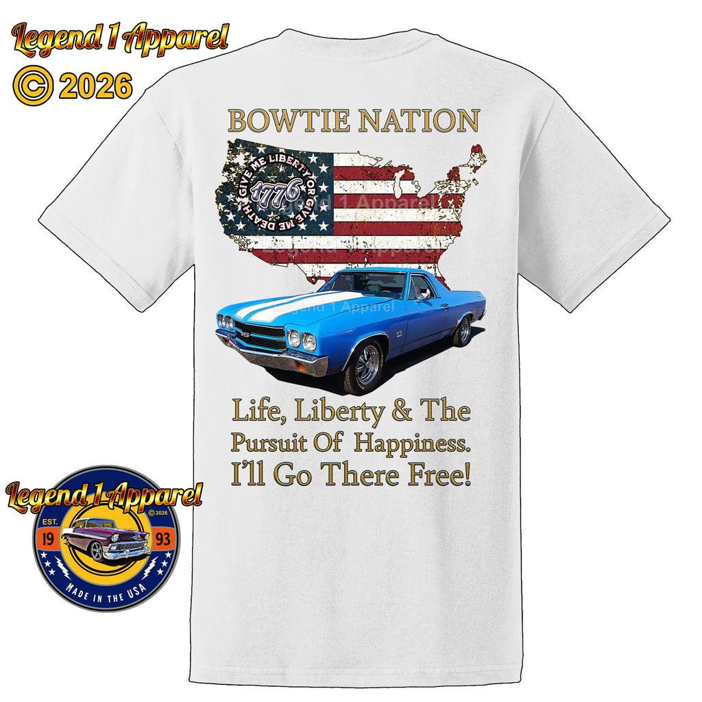 1970 Chevrolet El Camino SS Bowtie Nation T-Shirt – 70 Chevy Classic Truck Graphic Tee