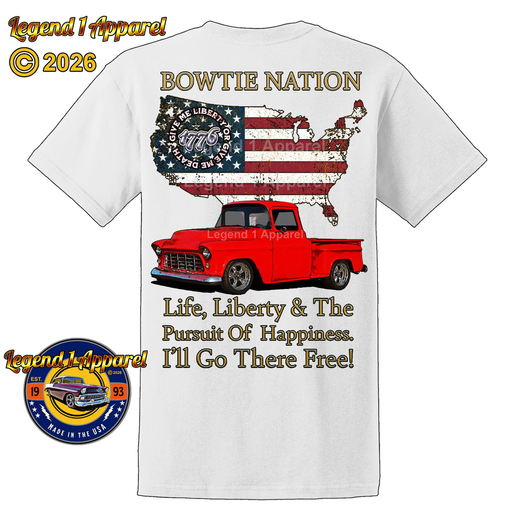 1956 Chevrolet Pick Up Truck Bowtie Nation T-Shirt – 56 Chevy Classic Truck Graphic Tee