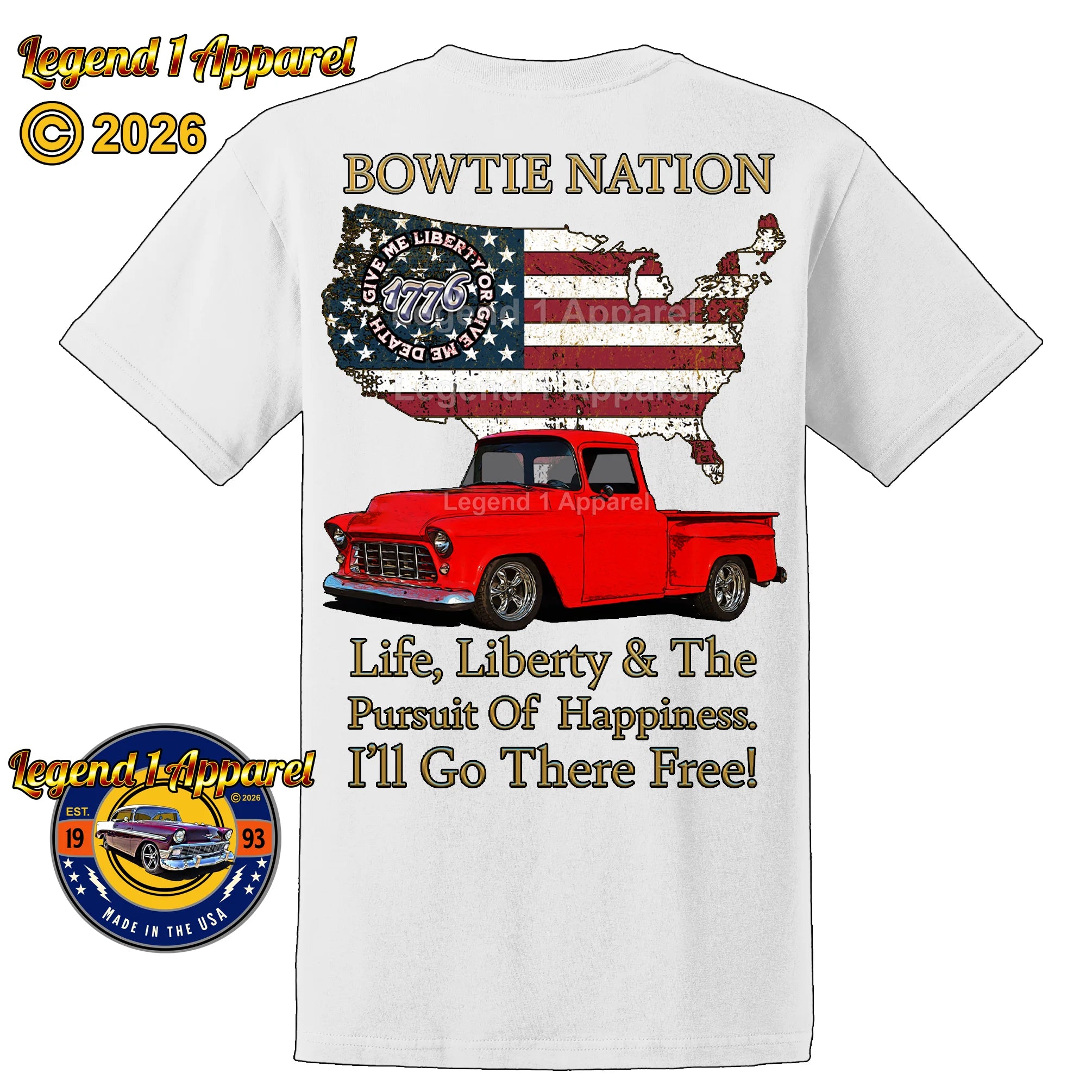 1956 Chevrolet Pick Up Truck Bowtie Nation T-Shirt – 56 Chevy Classic Truck Graphic Tee