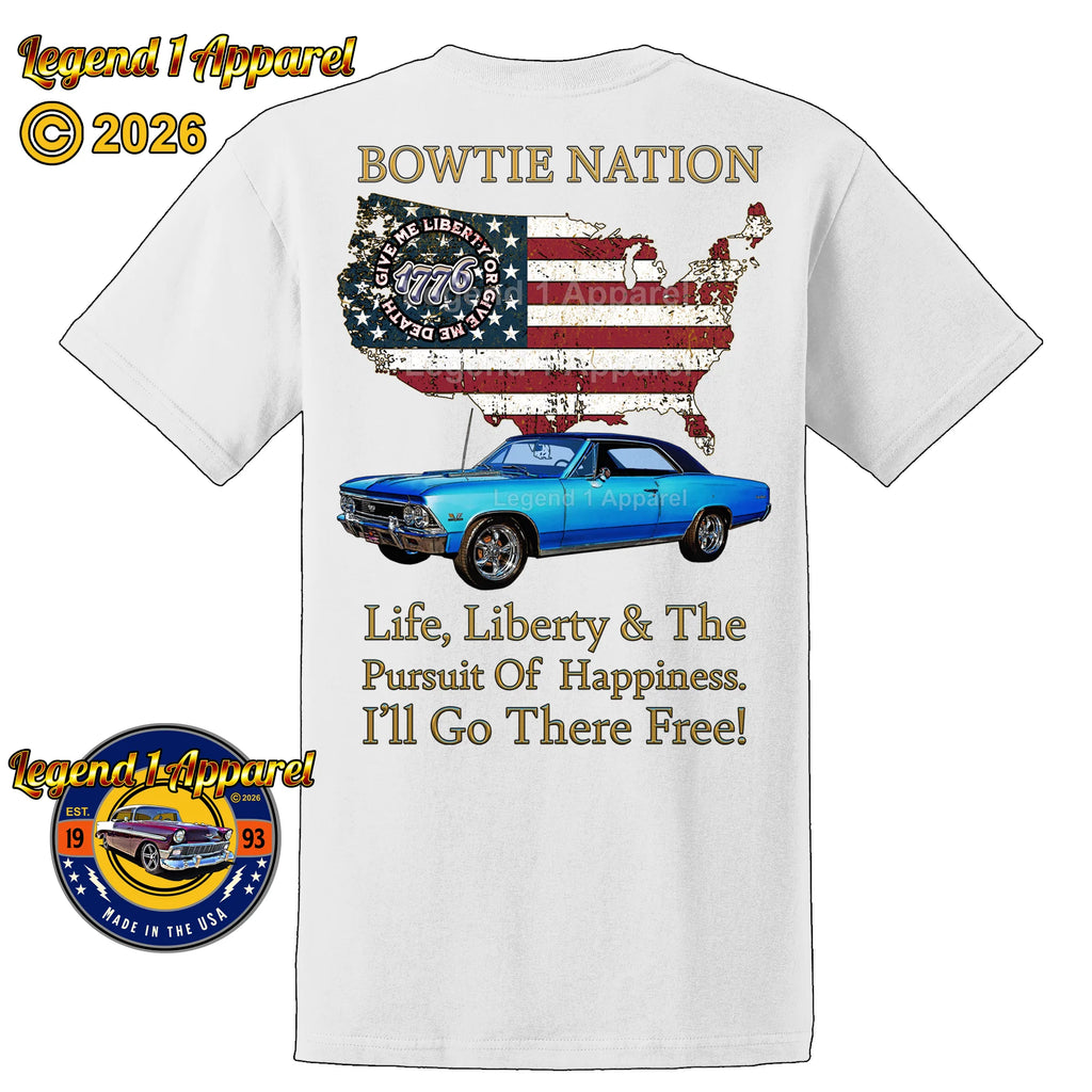 1966 Chevrolet Chevelle SS Bowtie Nation T-Shirt – 66 Chevy Classic Car Graphic Tee