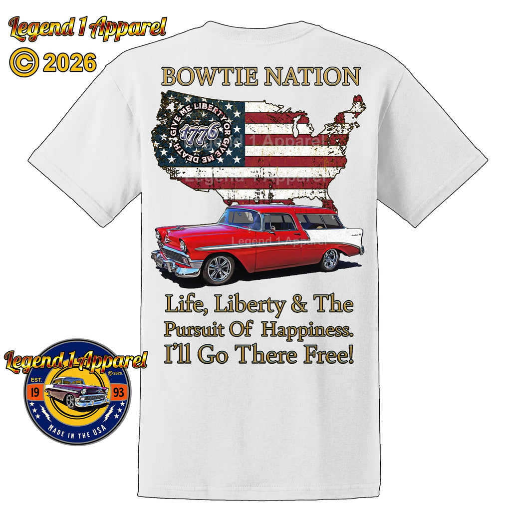 1956 Chevrolet Bel Air Nomad Bowtie Nation T-Shirt – 56 Chevy Classic Car Graphic Tee