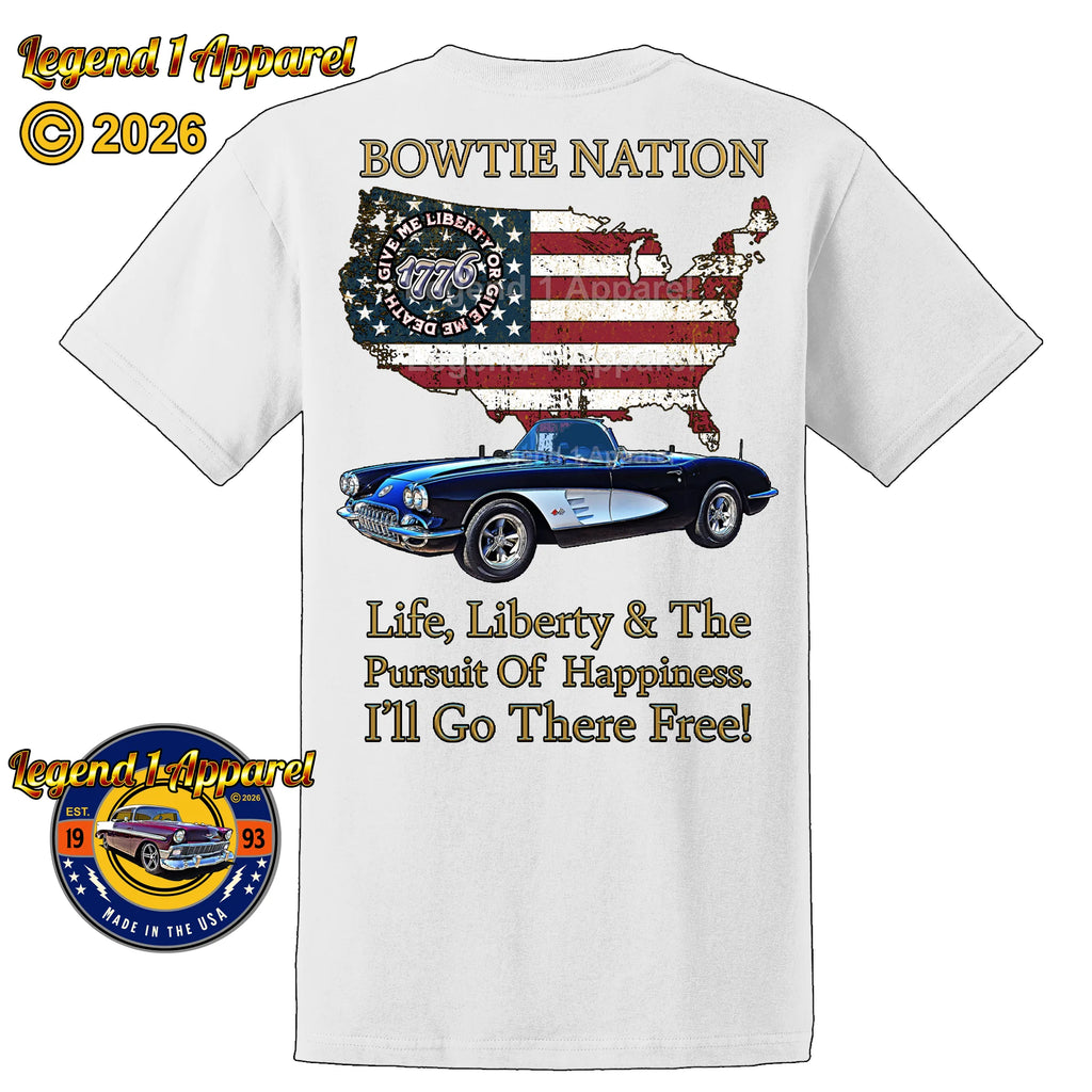 1960 Chevrolet C1 Corvette Bowtie Nation T-Shirt – 60 Chevy Classic Car Graphic Tee