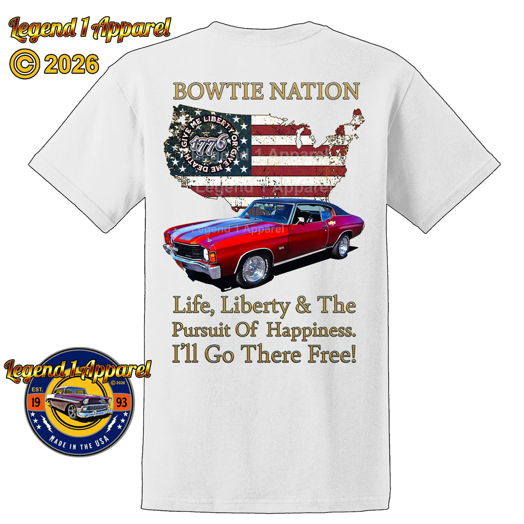 1972 Chevrolet Chevelle Convertible SS Bowtie Nation T-Shirt – 72 Chevy Classic Car Graphic Tee