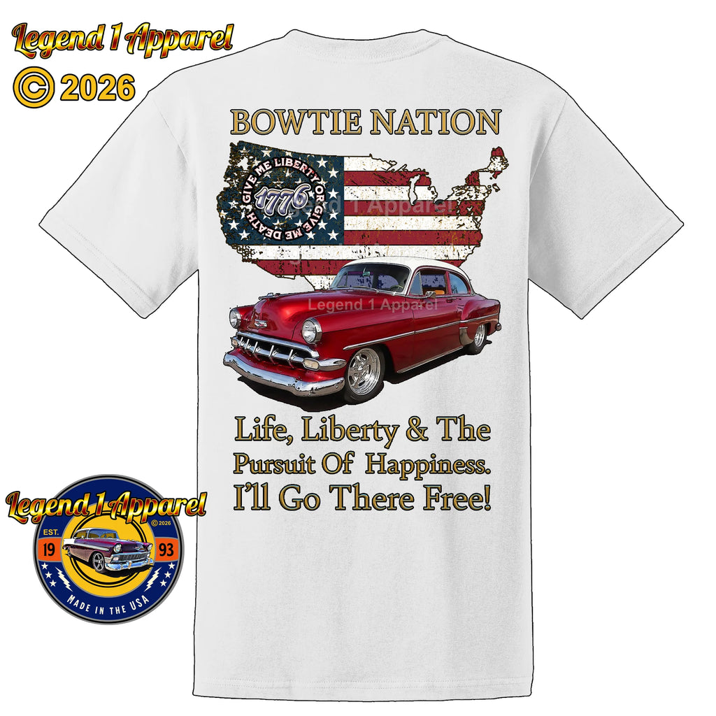 1954 Chevrolet Bel Air Bowtie Nation T-Shirt – 54 Chevy Classic Car Graphic Tee