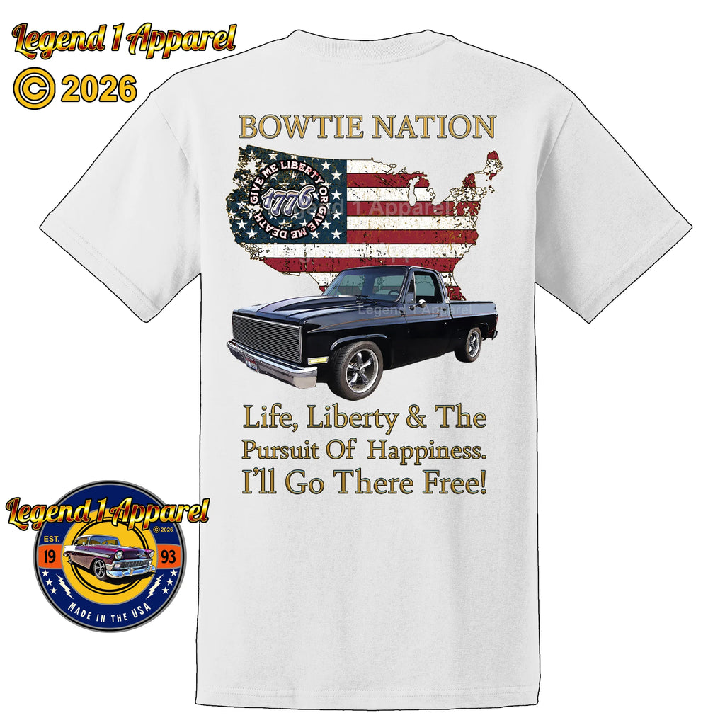 1985 Chevrolet C10 Square Body Pick Up Truck Bowtie Nation T-Shirt – 85 Chevy Classic Truck Graphic Tee