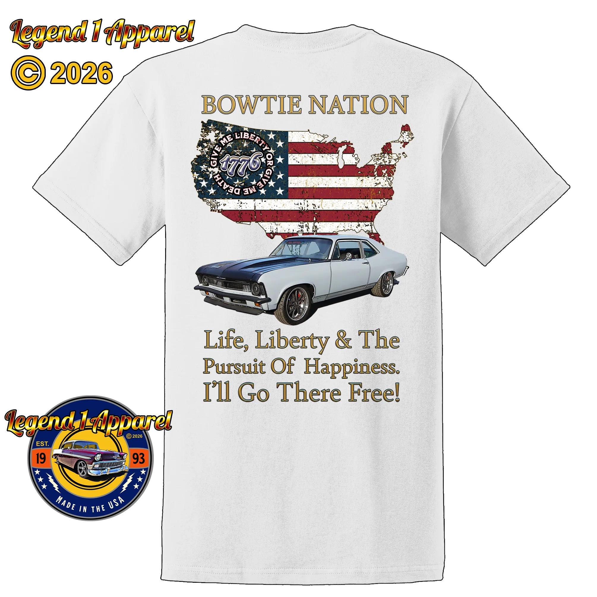 1972 Chevrolet Nova SS Bowtie Nation T-Shirt – 72 Chevy Classic Car Graphic Tee