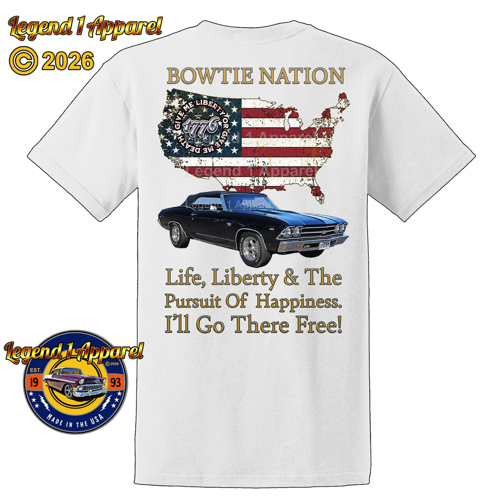 1969 Chevrolet Chevelle Convertible SS Bowtie Nation T-Shirt – 69 Chevy Classic Car Graphic Tee