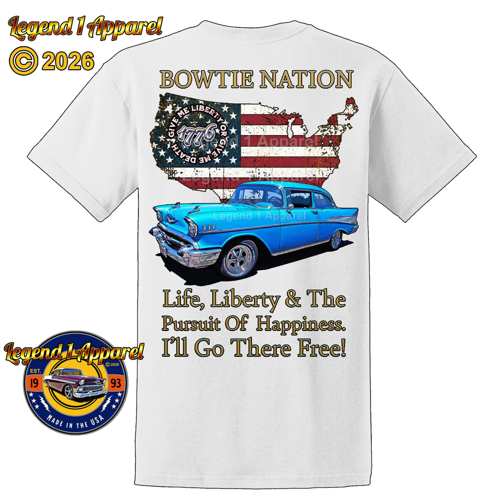 1957 Chevrolet Bel Air Bowtie Nation T-Shirt – 57 Chevy Classic Car Graphic Tee